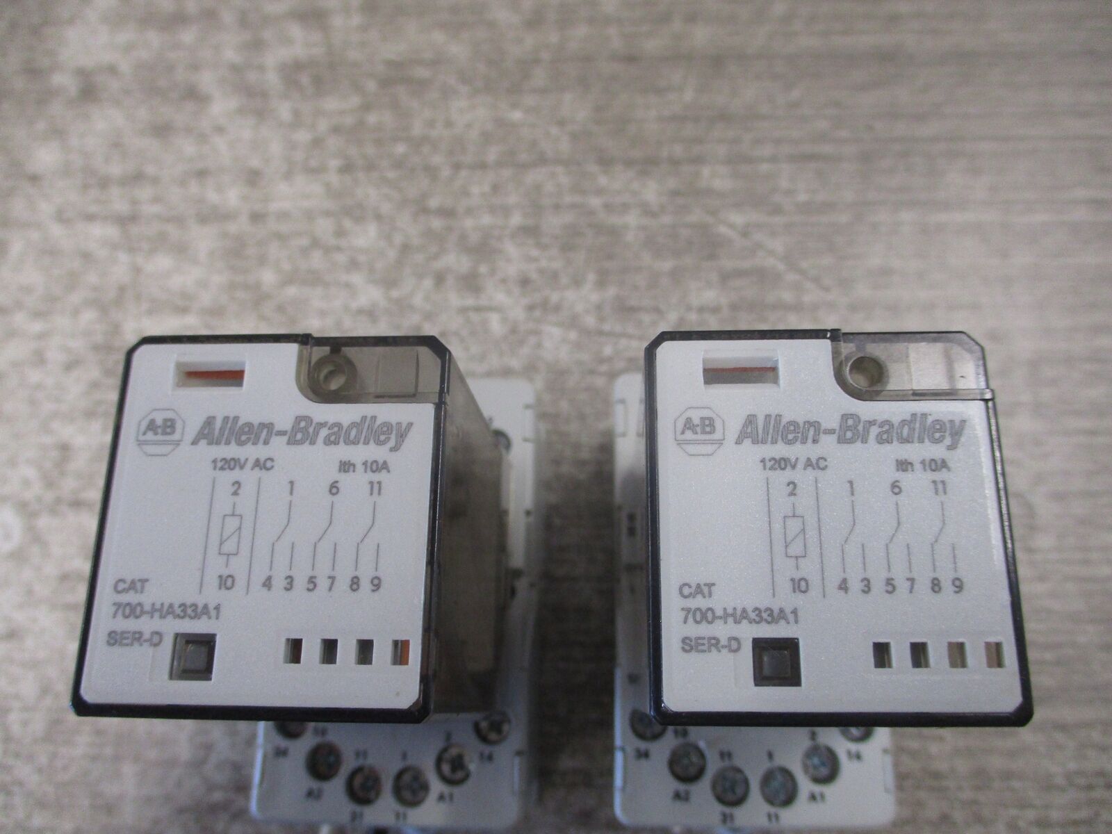 Allen-Bradley Relay 700-HA33A1 Ser.D 120V Coil W/Base * Lot of 2 * Used