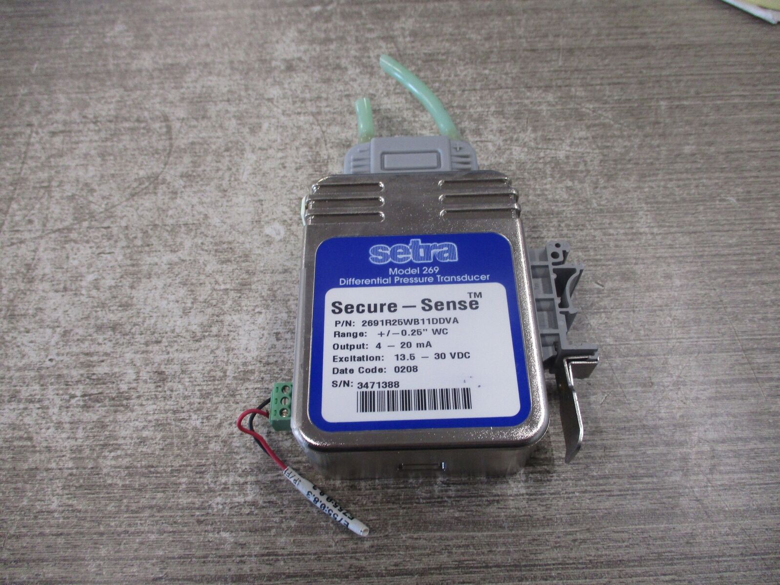 Setra Model 269 Secure-Sense Differential Pressure Transducer 2691R25WB11DDVA Ra