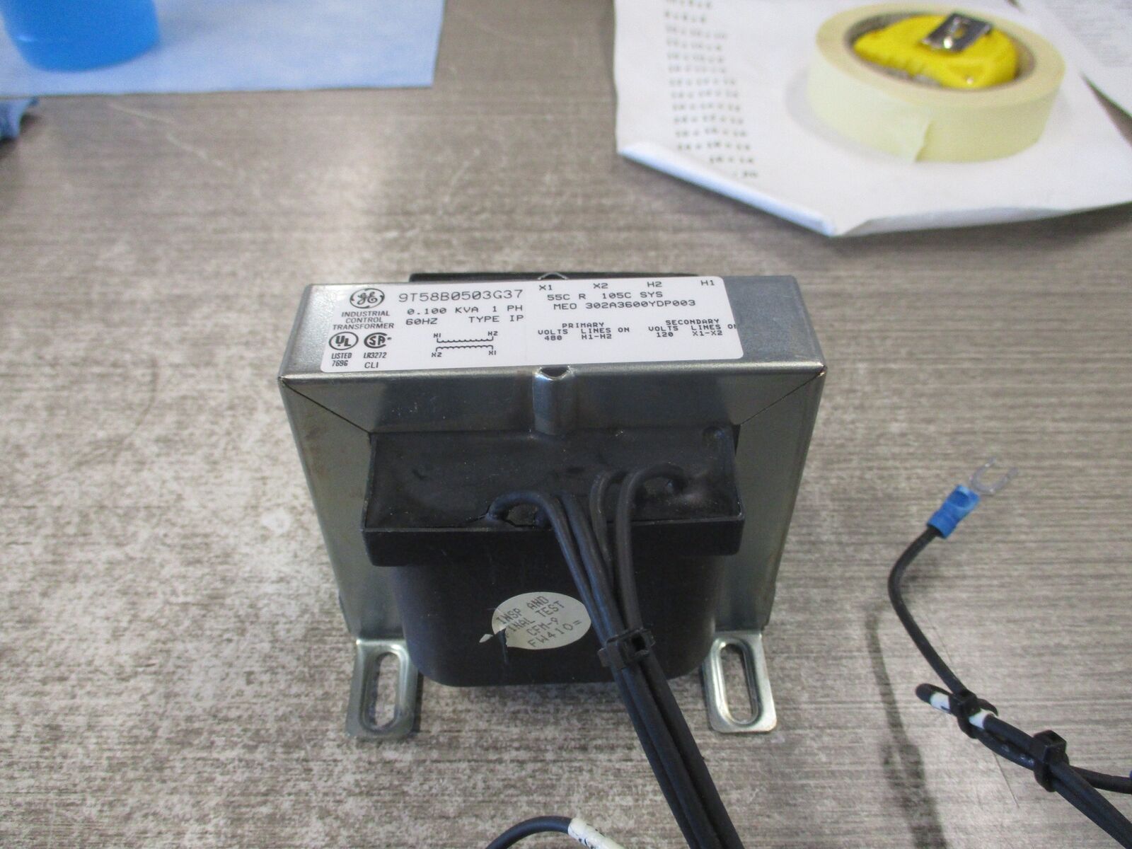 GE Control Transformer 9T58B0503G37 0.100kVA Pri: 480V Sec: 120V 1Ph 60Hz Used