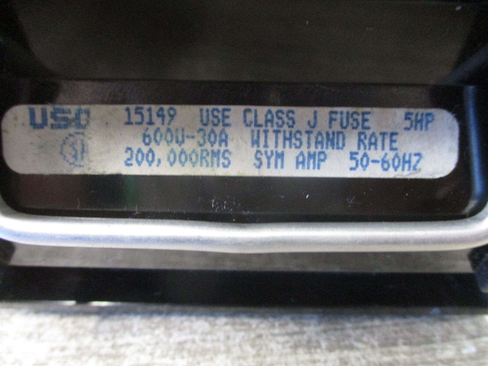 USD Pullout Switch 15149 30 A 600 V J Fuses 2 Pole w/ (2) 6A Fuses Used