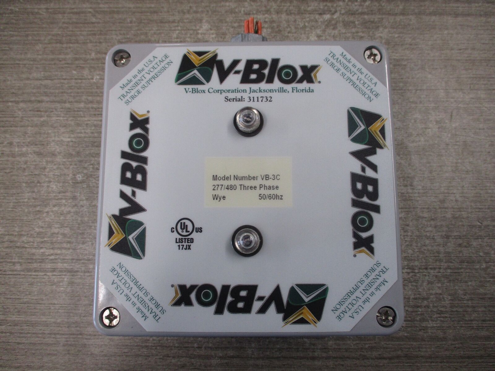 V-Blox Surge Suppressor VB-3C 277/480V 3Ph 50/60Hz Ratings: 900V L-N / 2000V L-G