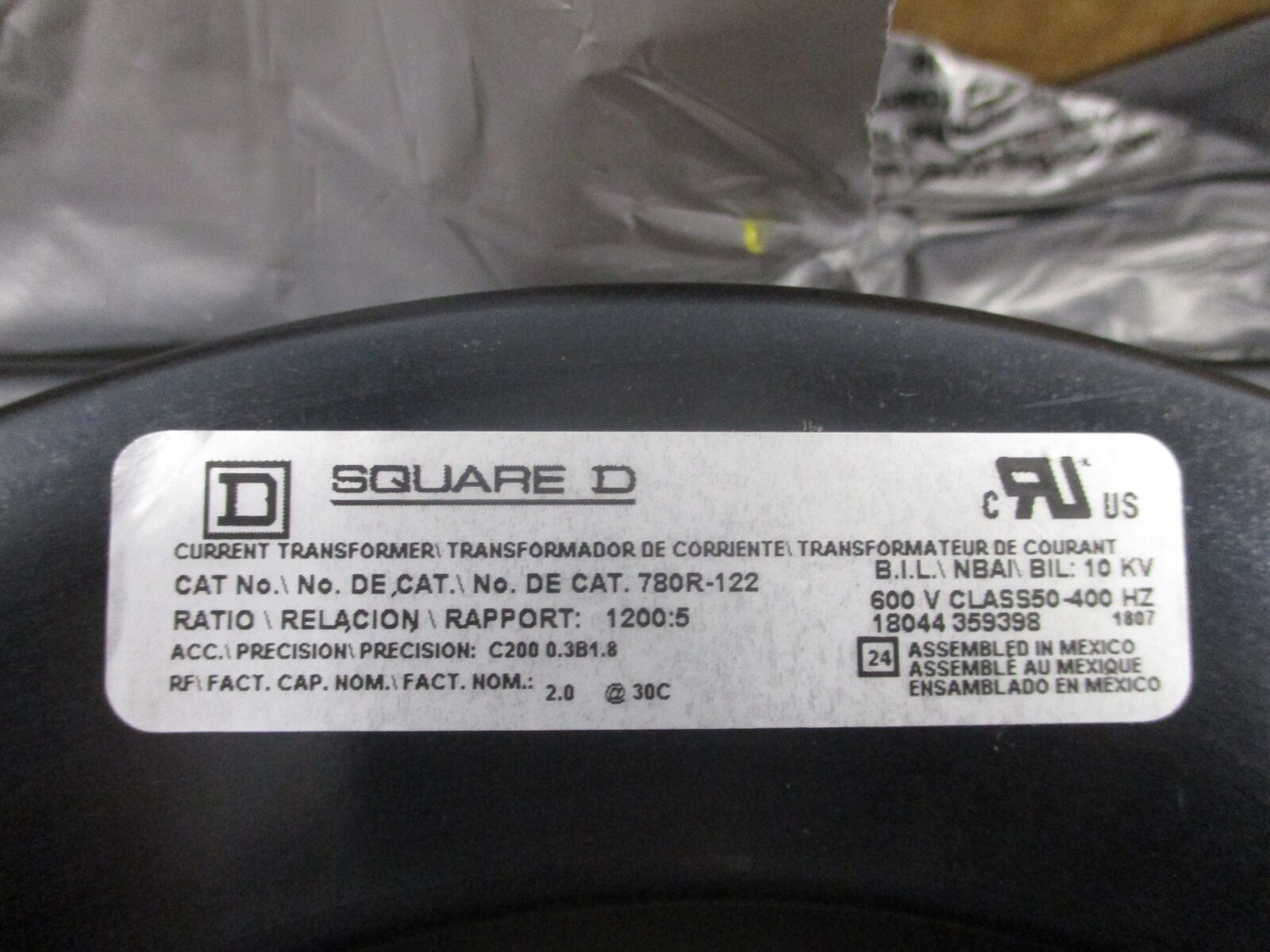 Square D Current Transformer 780R-122 Ratio 1200:5A New Surplus