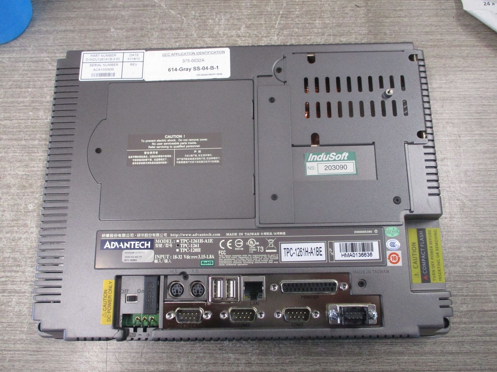 Advantech Touchscreen Panel PC TPC-1261H-A1BE * Broken Case * Used