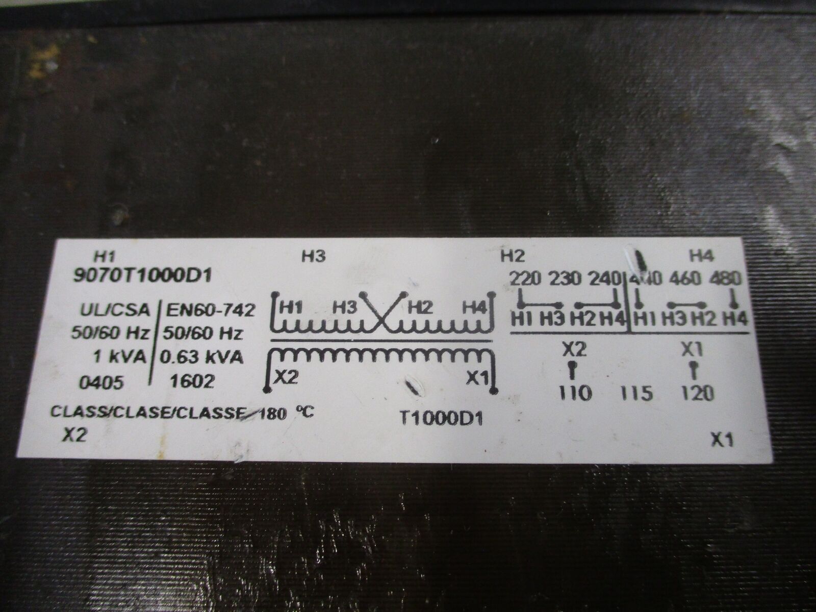 Square D Control Transformer 9070T1000D1 1kVA Pri: 240/480V Sec: 120V 50/60Hz Us