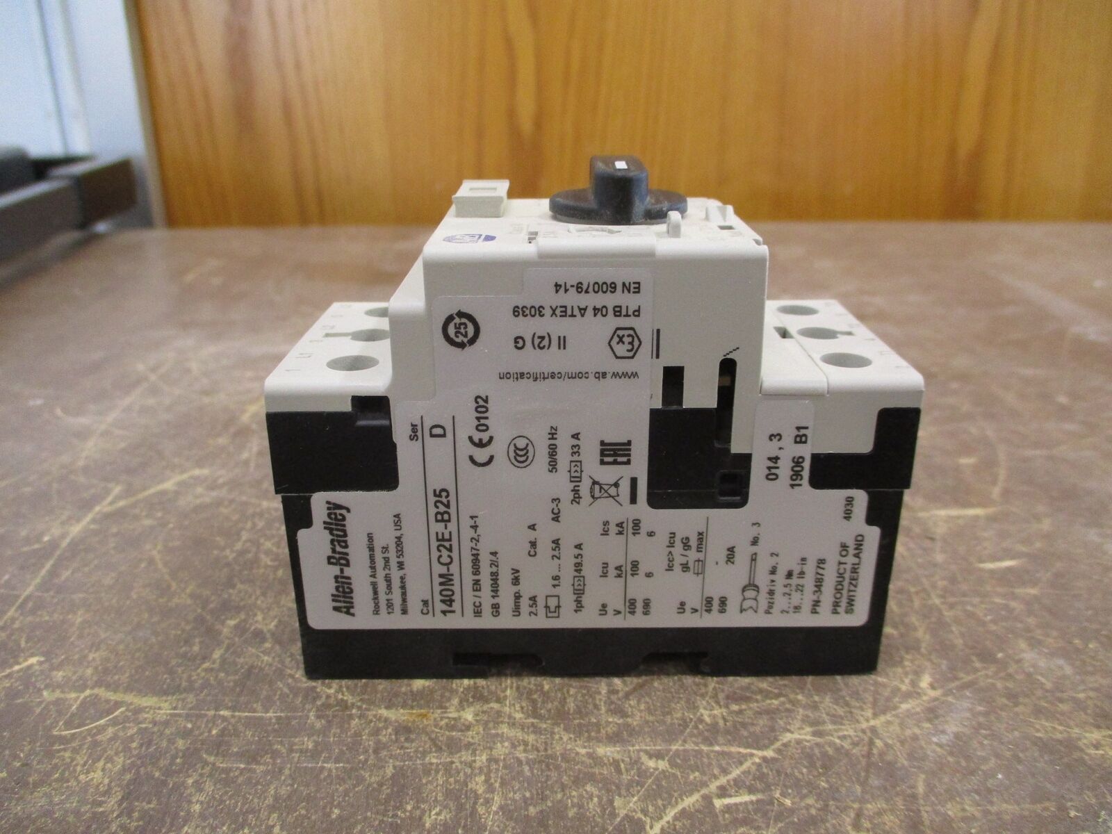 Allen-Bradley Manual Motor Protector 140M-C2E-B25 Ser. D Trip: 1.6-2.5A
