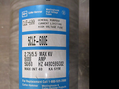 Cutler-Hammer CLE-600 Fuse 5CLE-600E 2.75/5.5kV 600E 50/60Hz Used