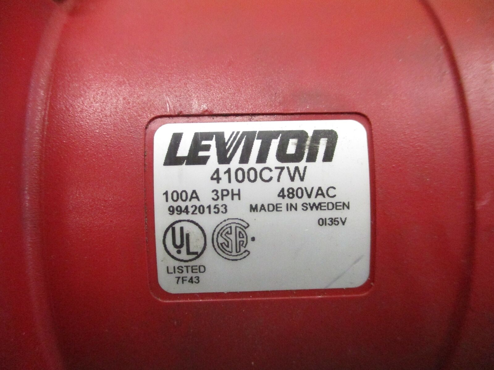 Leviton Connector 4100C7W 100A 480V 3Ph Used