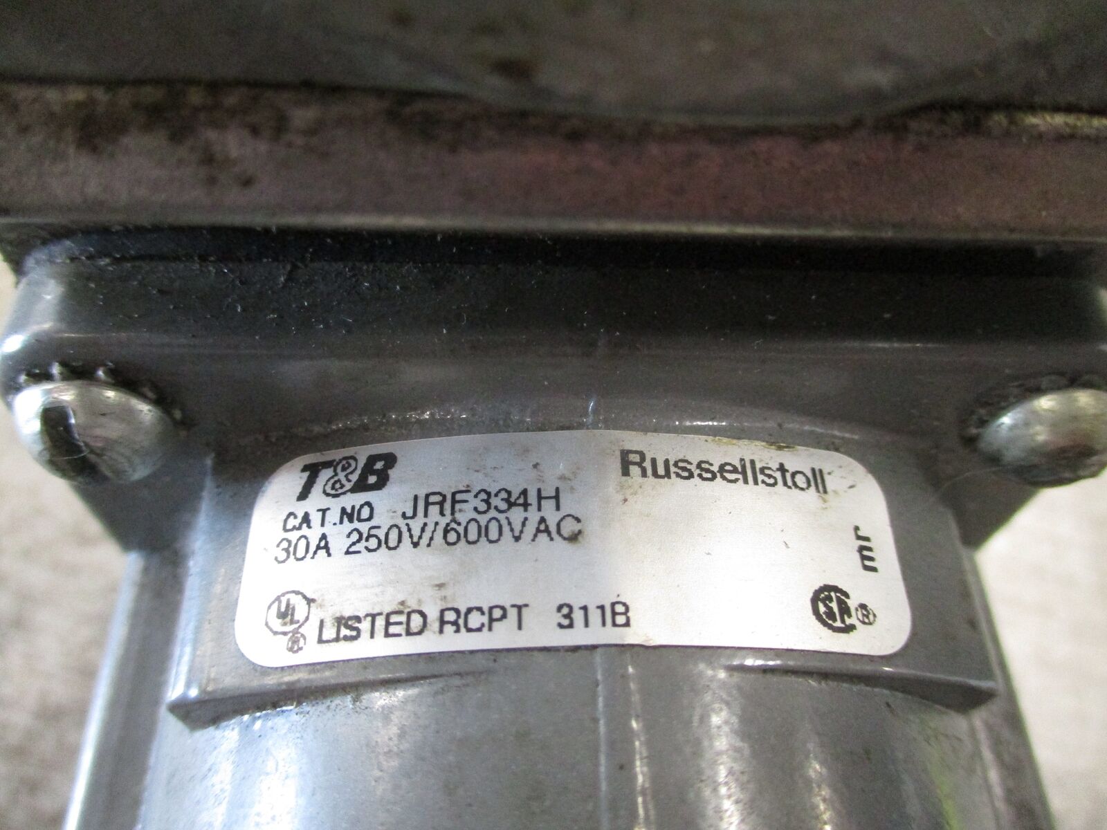 Russellstoll Receptacle JRF334H 30A 250/600V W/Base & Angle Adapter * Cover Chip