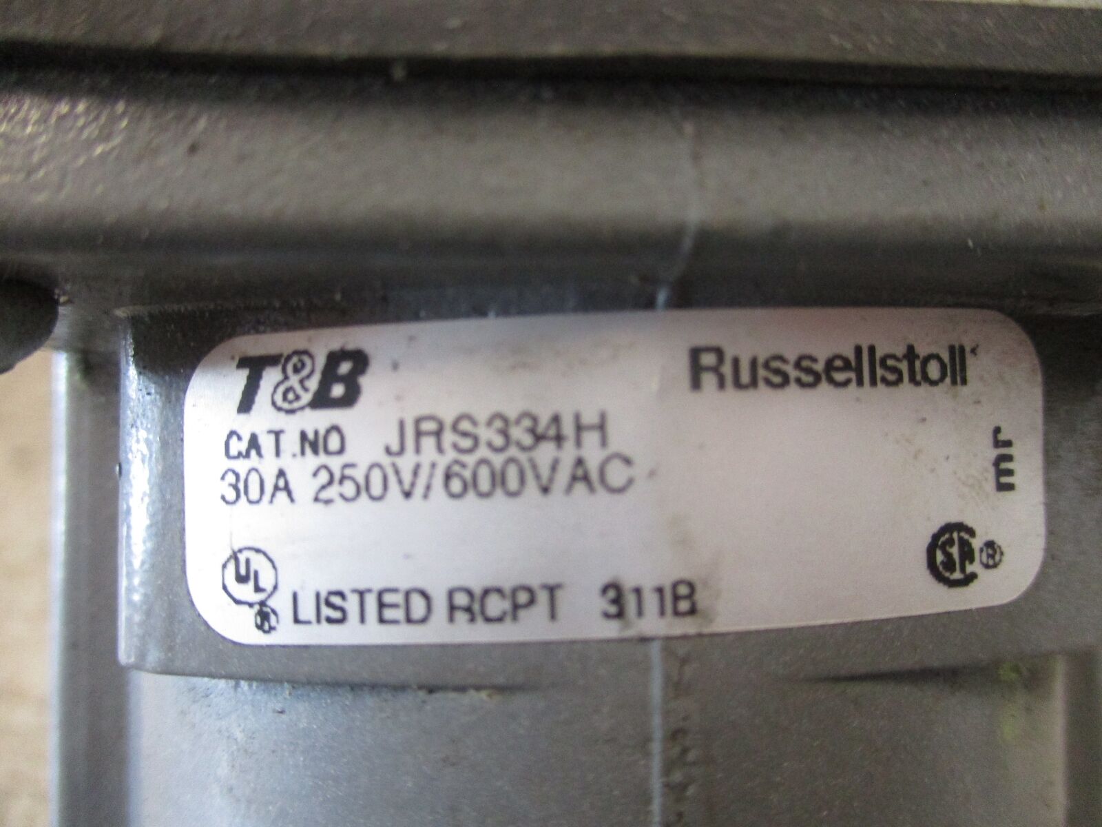 Russellstoll Receptacle JRS334H 30A 250/600V W/Base & Angle Adapter * No Cover *
