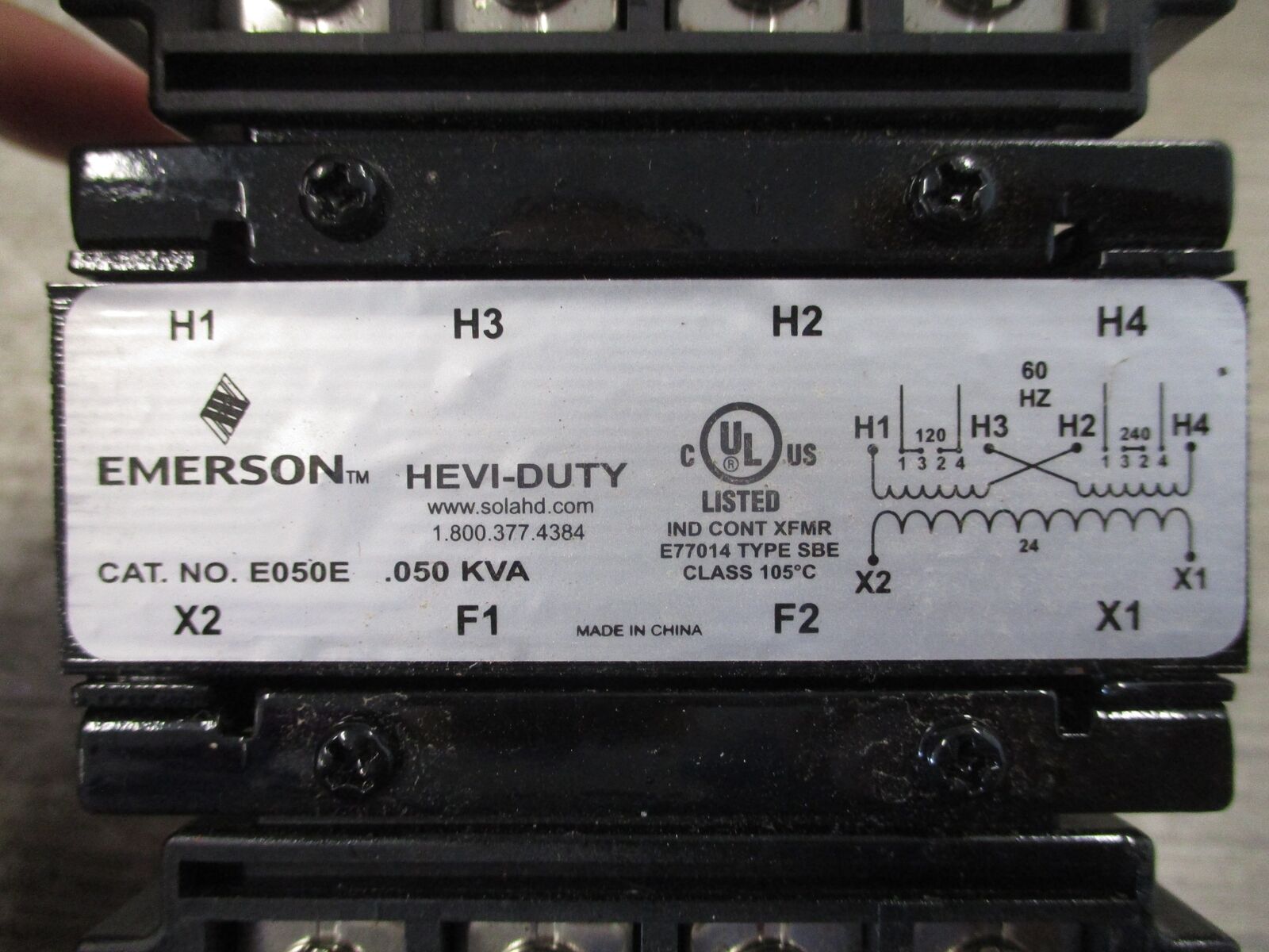 Hevi-Duty Transformer E050E 0.050kVA Pri: 120/240V Sec: 24V 60Hz 1Ph New Surplus