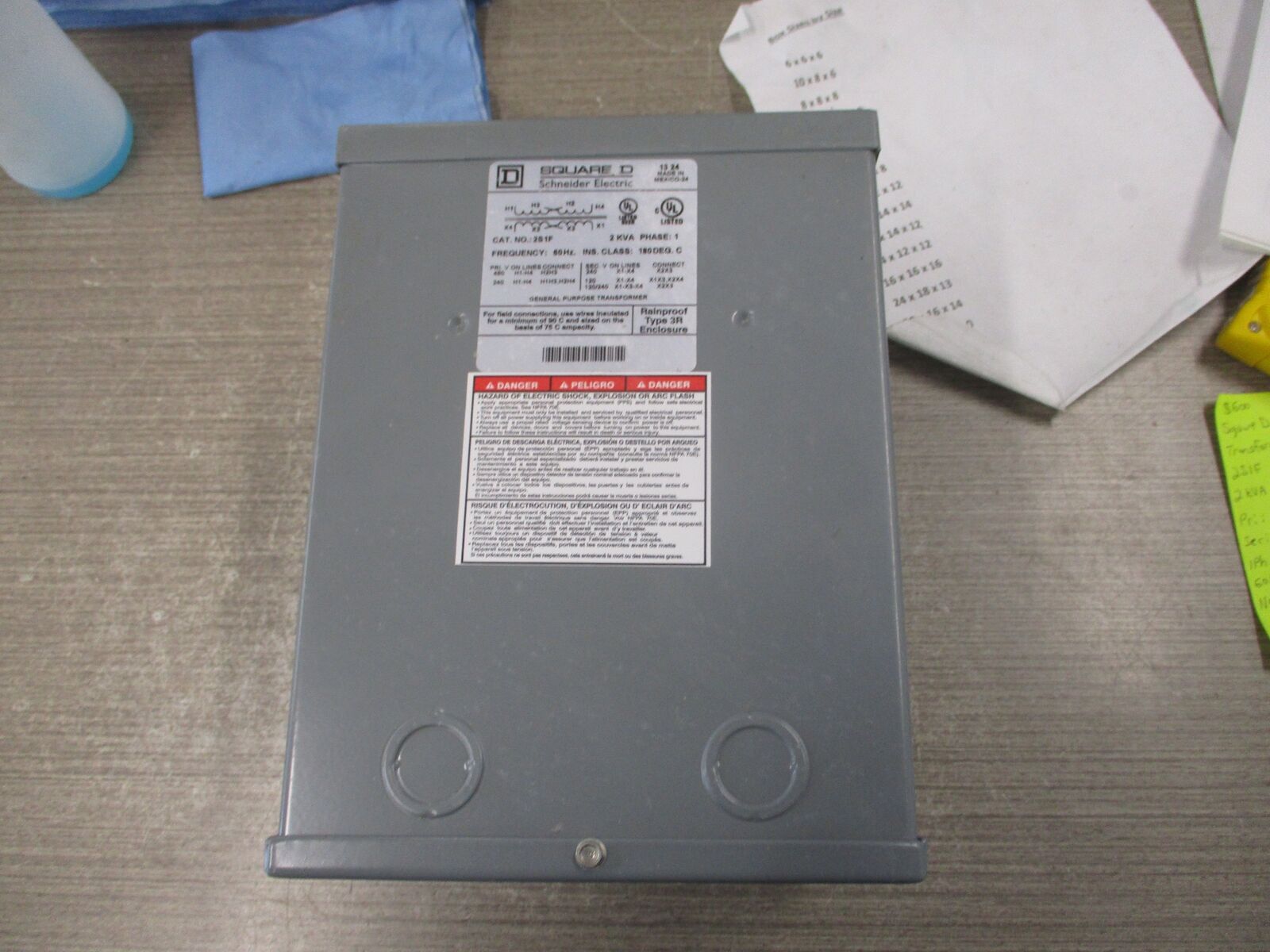 Square D Transformer 2S1F 2kVA Pri: 240/480V Sec: 120/240V 1Ph 60Hz New Surplus