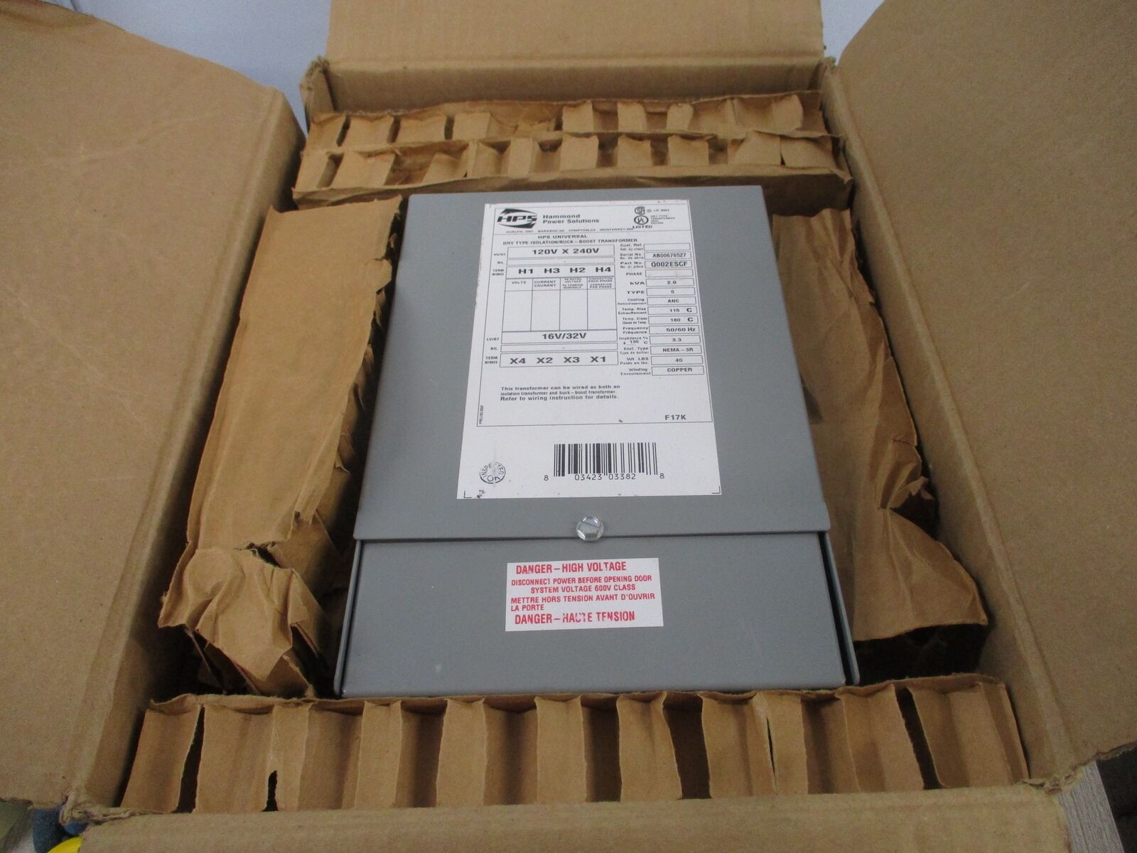 Hammond 3R Transformer Q002ESCF 2kVA Pri: 120/240V SEC: 16/32V 50/60Hz New Surpl