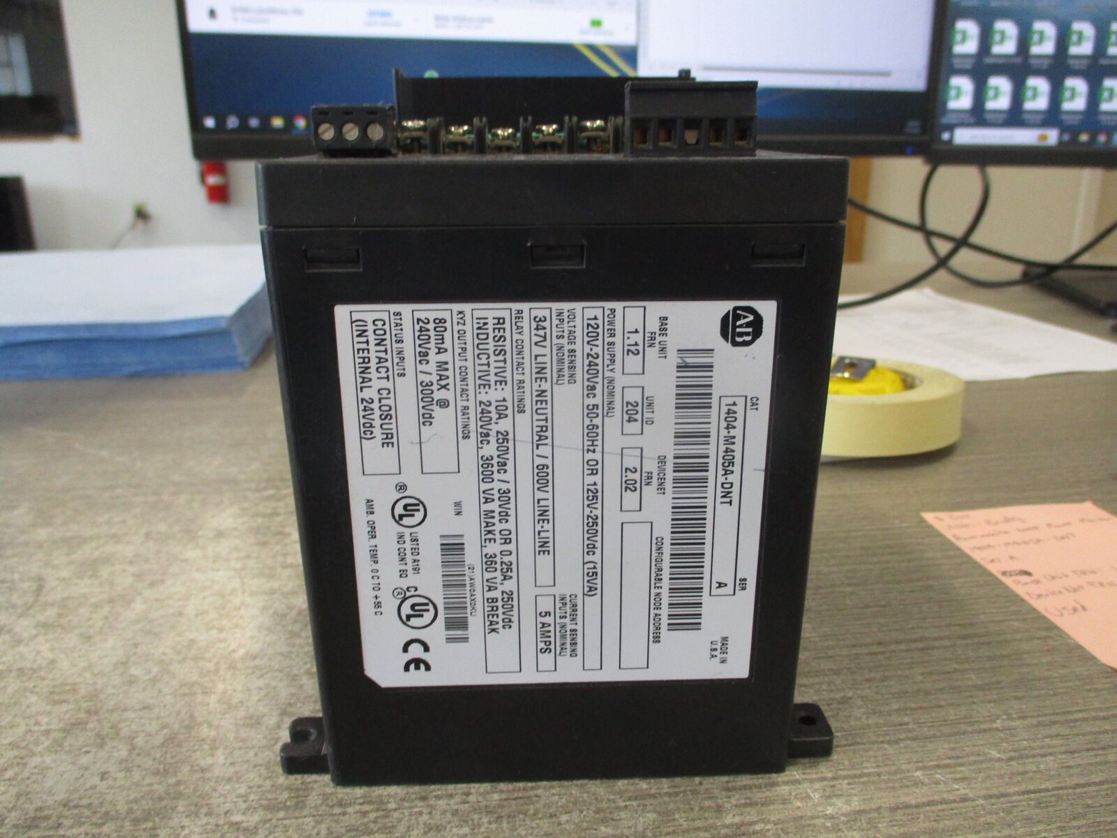 Allen-Bradley Powermonitor 3000 Power Monitor 1404-M405A-DNT Ser. A Base Unit FR