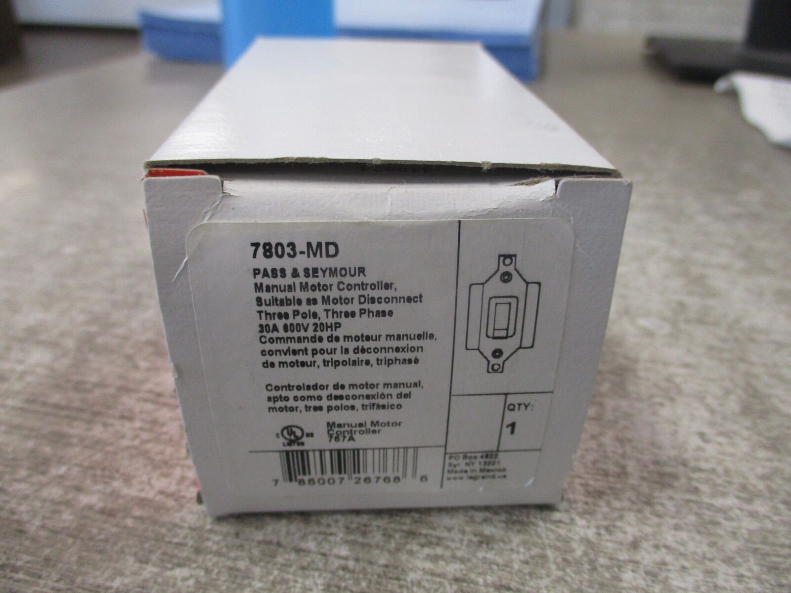 Pass & Seymour Legrand Manual Motor Controller 7803-MD 30A 600V New Surplus