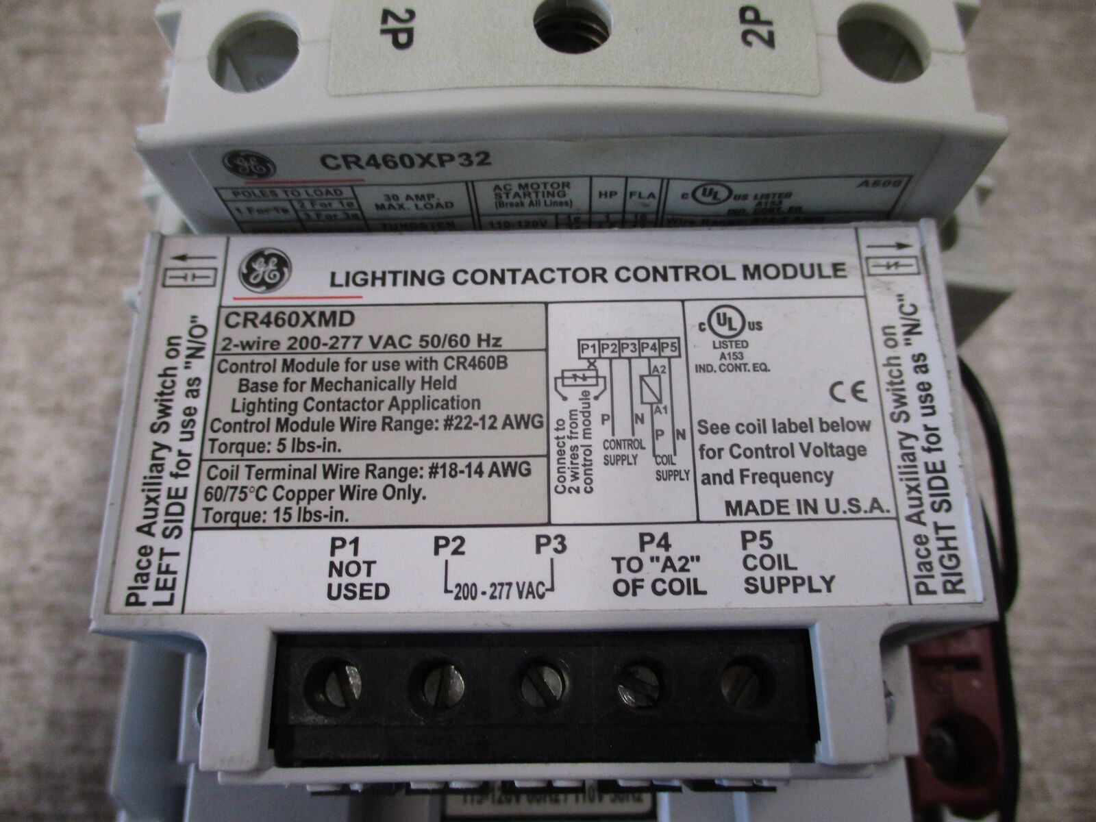 GE Lighting Contactor CR460B 115-120V Coil (3) Power Pole Used