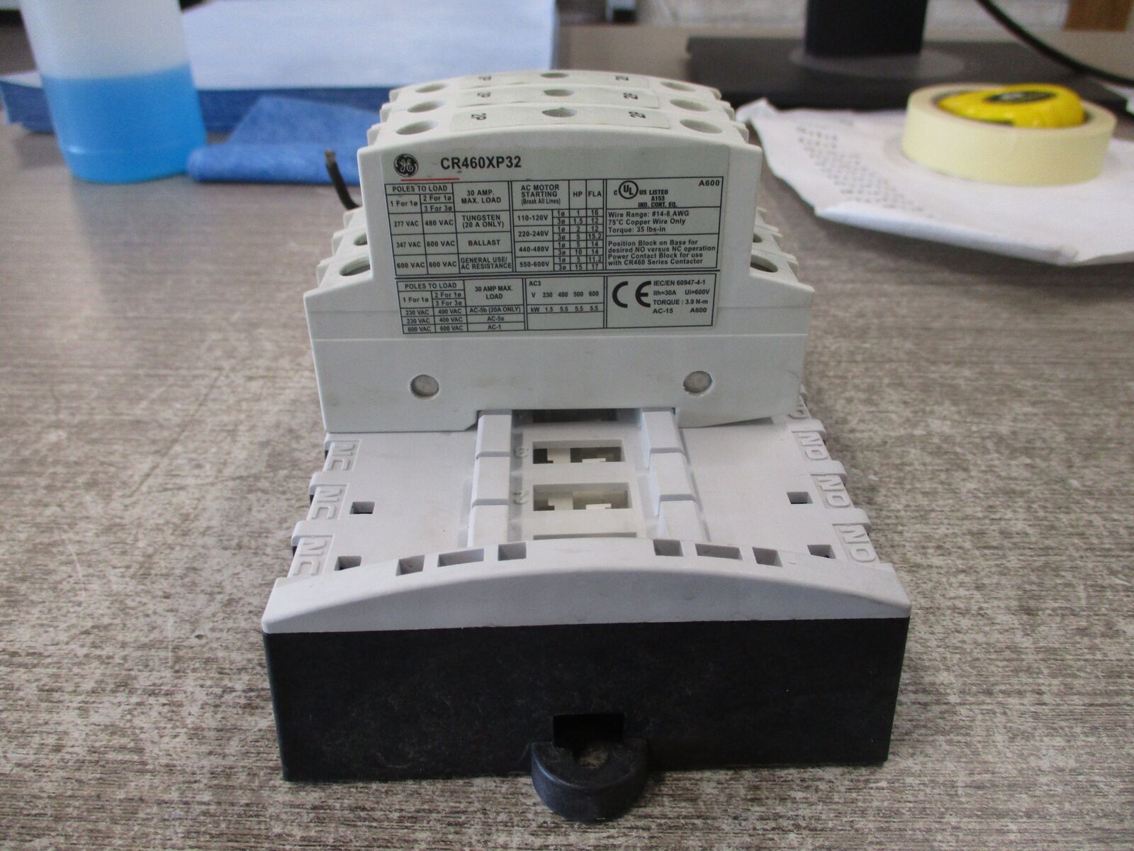 GE Lighting Contactor CR460B 115-120V Coil (3) Power Pole Used