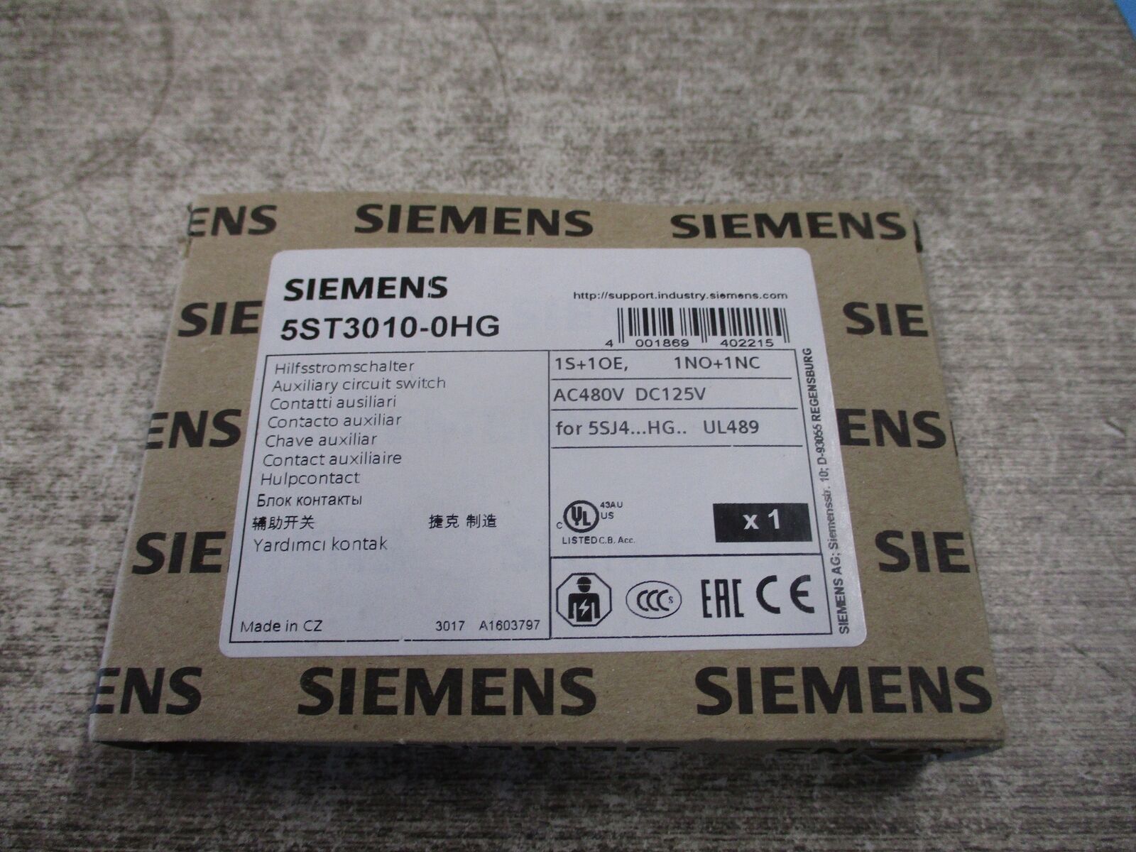 Siemens Aux Circuit Switch 5ST3010-0HG 480VAC 125VDC New Surplus