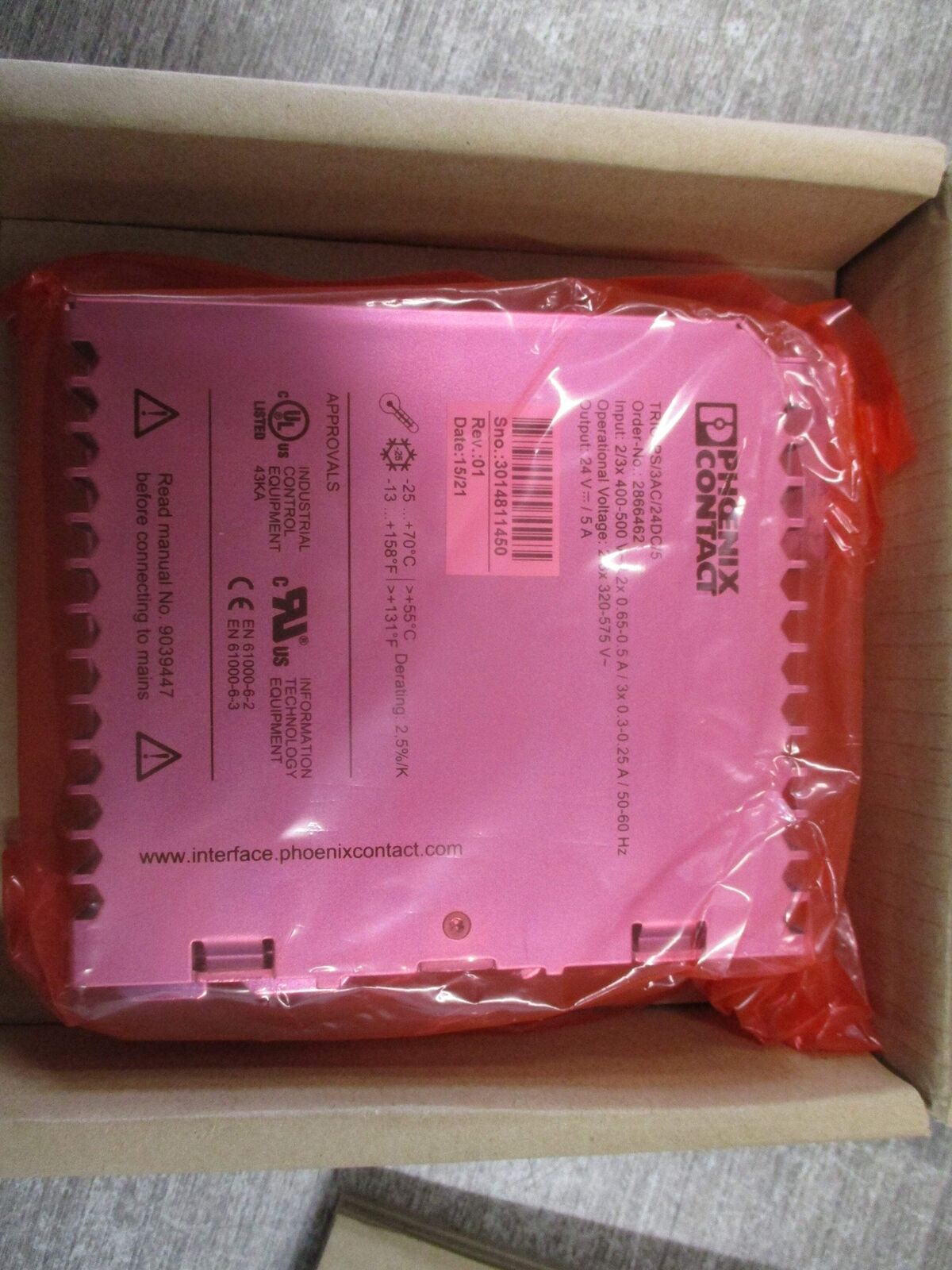Phoenix Contact Power Supply 2866462 TRIO-PS/3AC/24DC/5 New Surplus
