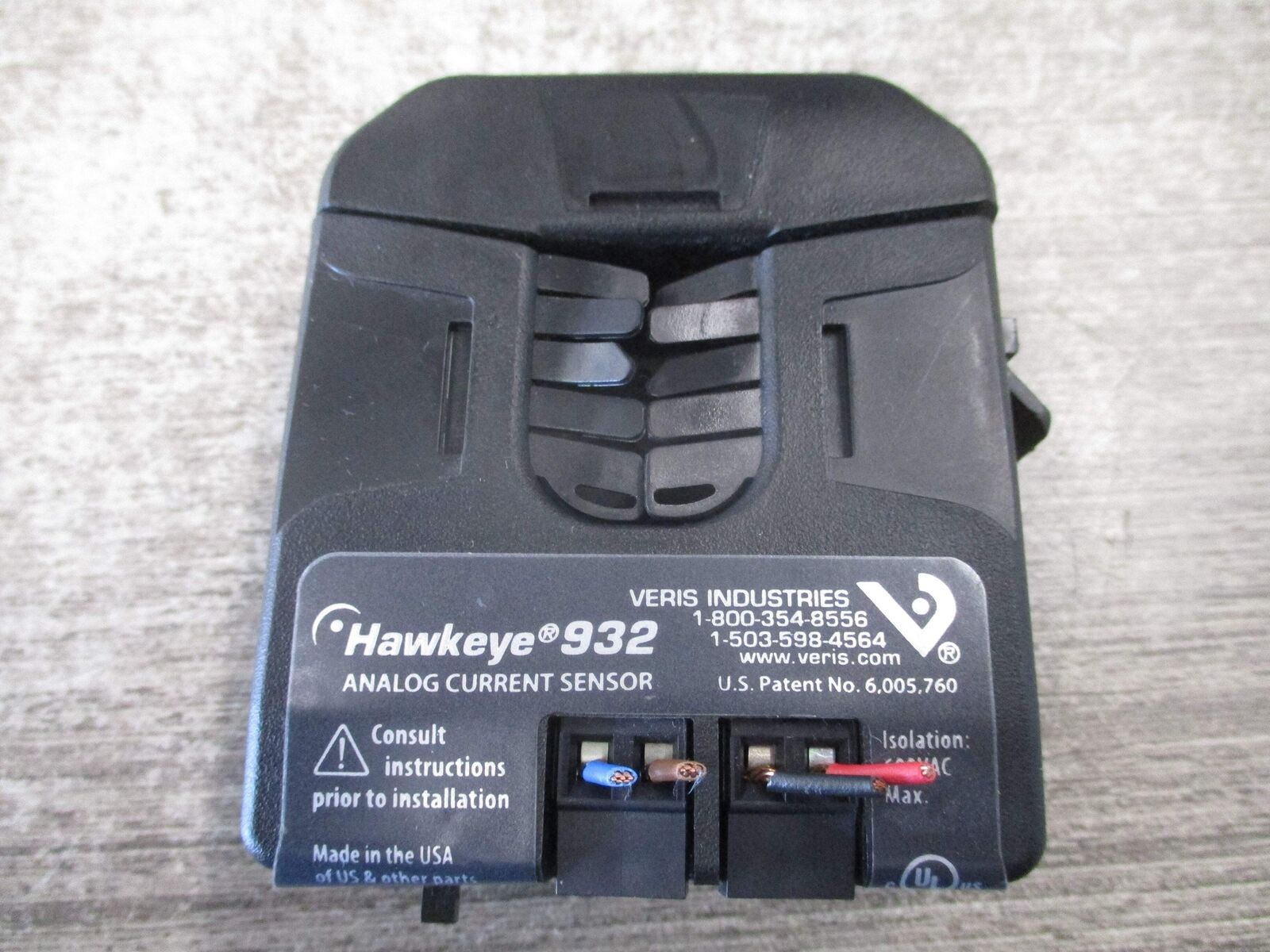 Veris Hawkeye 932 Analog Current Sensor H932 24V AC/DC Coil Range: 30/60/120A Us