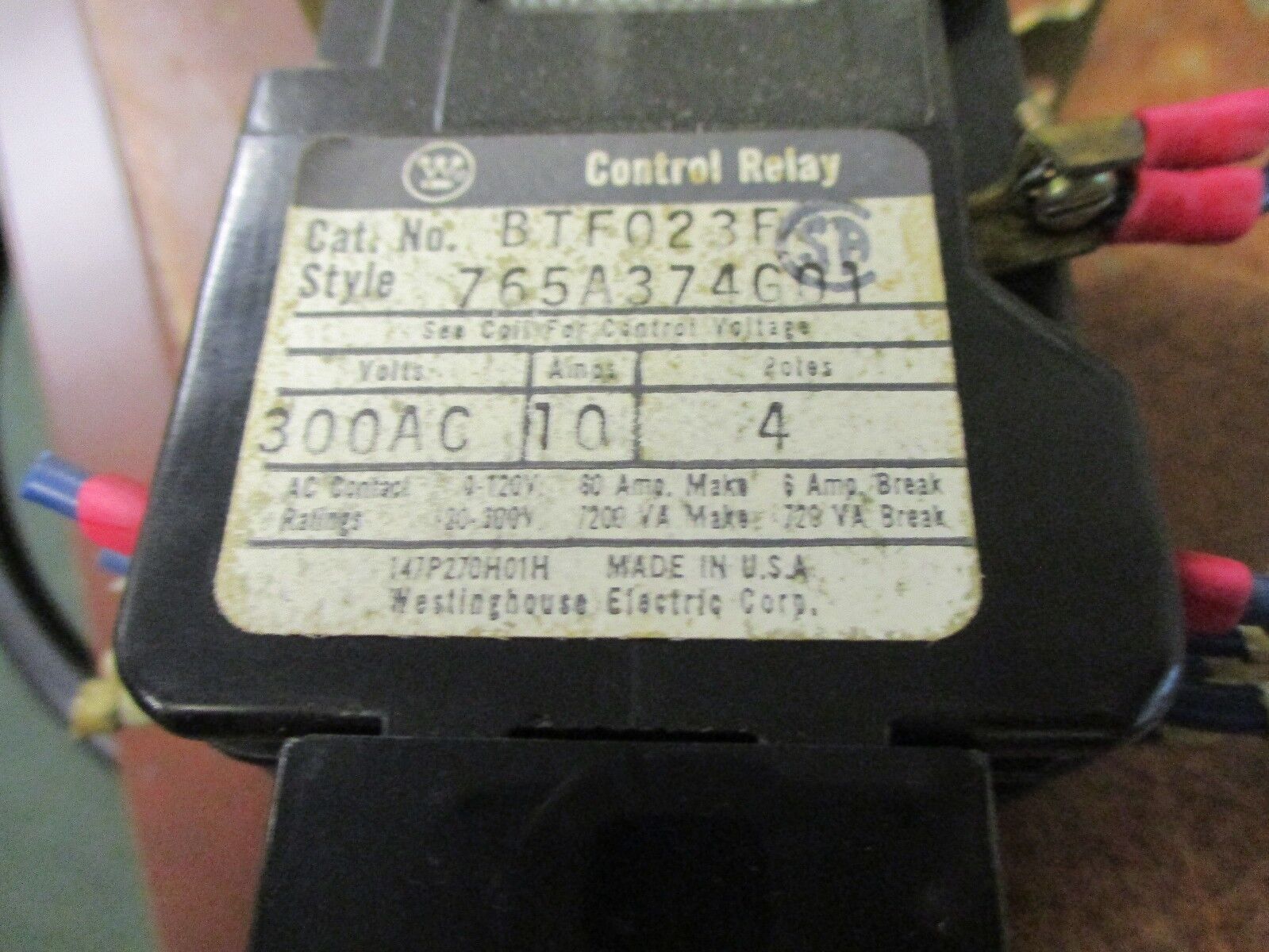Westinghouse Time Delay Relay BTF023F 120V Coil 10A 120V Coil 300V Used