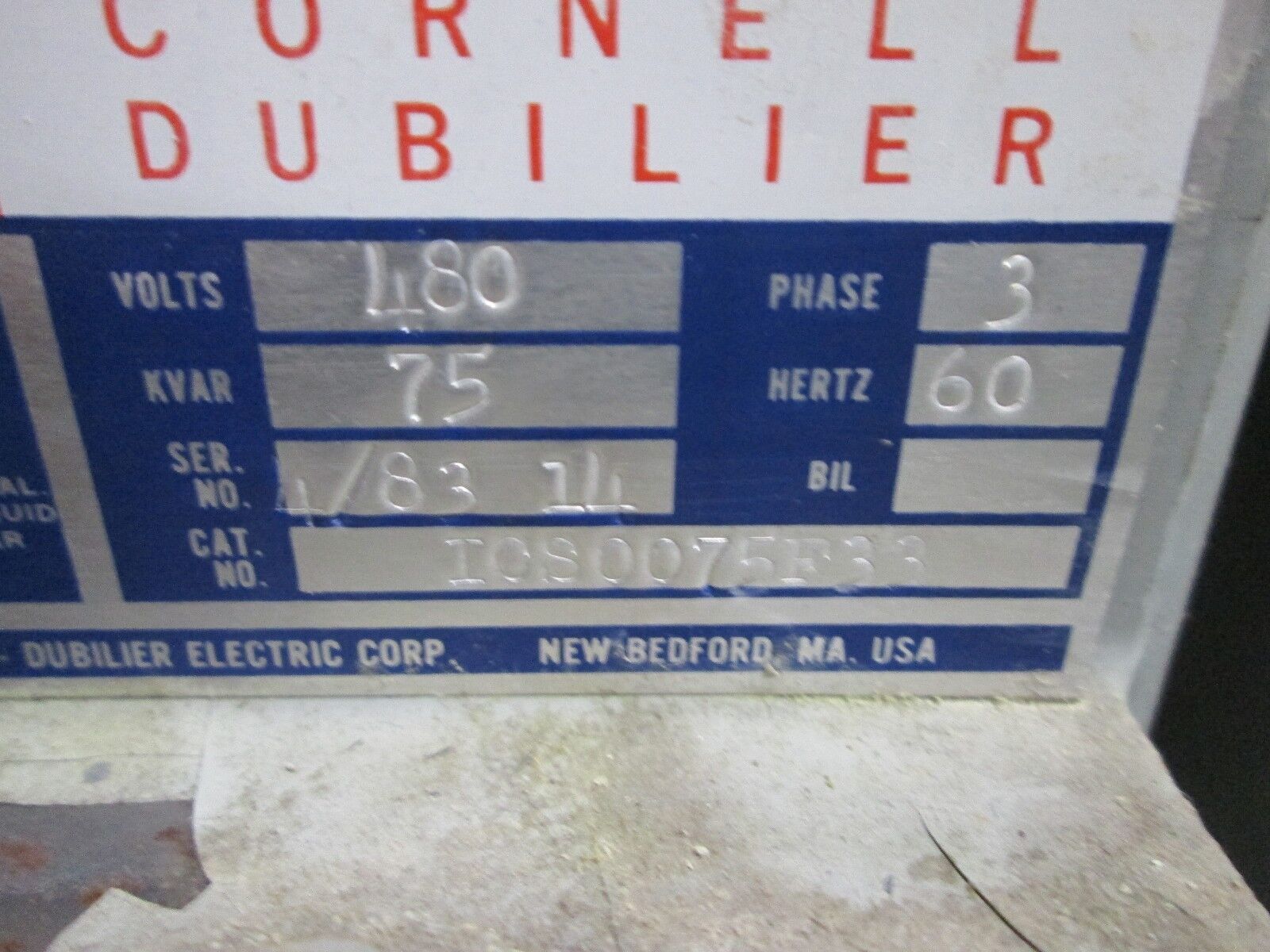 FPE Capacitor ICS2150F33 150 KVAR 480V 3Ph Used