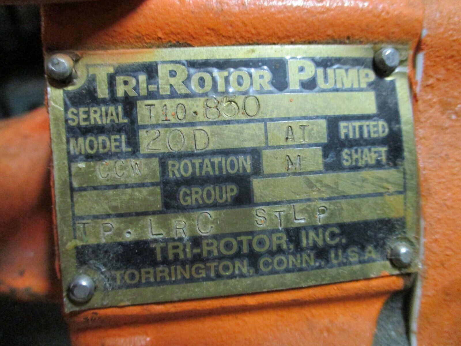 Tri-Rotor Pump 20D 2HP 1800RPM 30GPM CCW Rotation 230/460V 3Ph Used