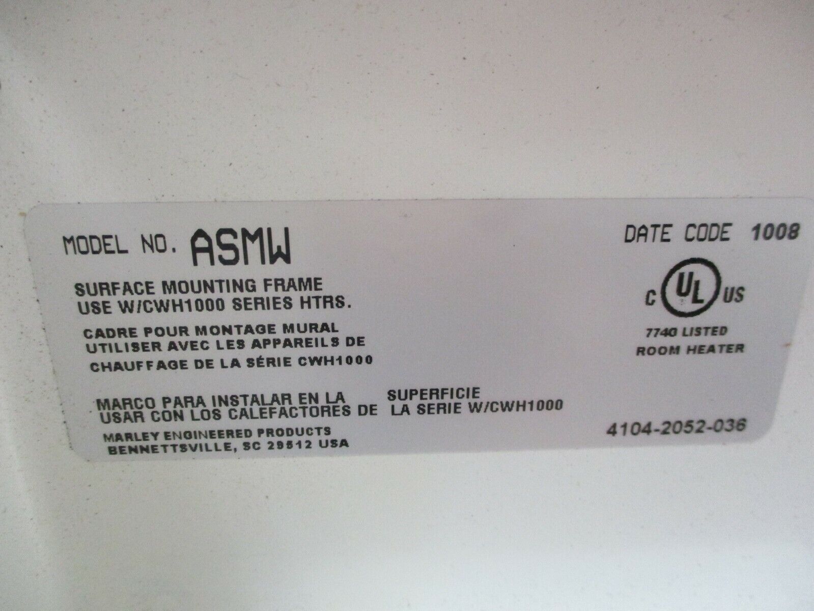 Qmark Surface Mounting Frame CWHSM White New Surplus
