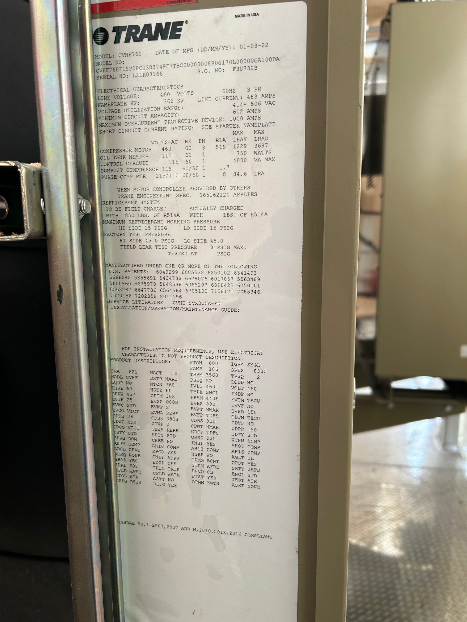 Temporary Water Cooled Chiller Package 1520 Ton 480V Trane CVHF760 Marley NC8405