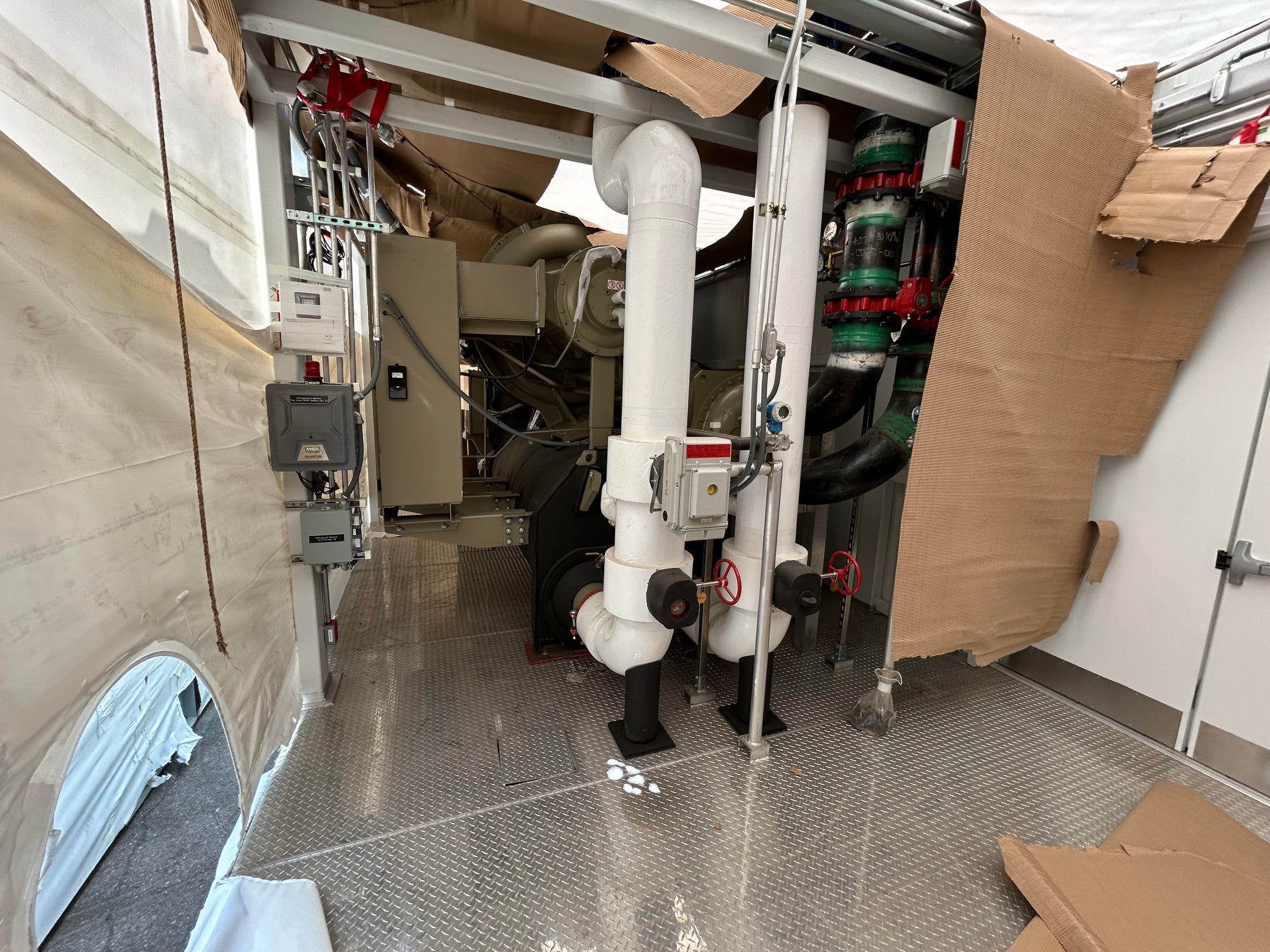 Temporary Water Cooled Chiller Package 1520 Ton 480V Trane CVHF760 Marley NC8405