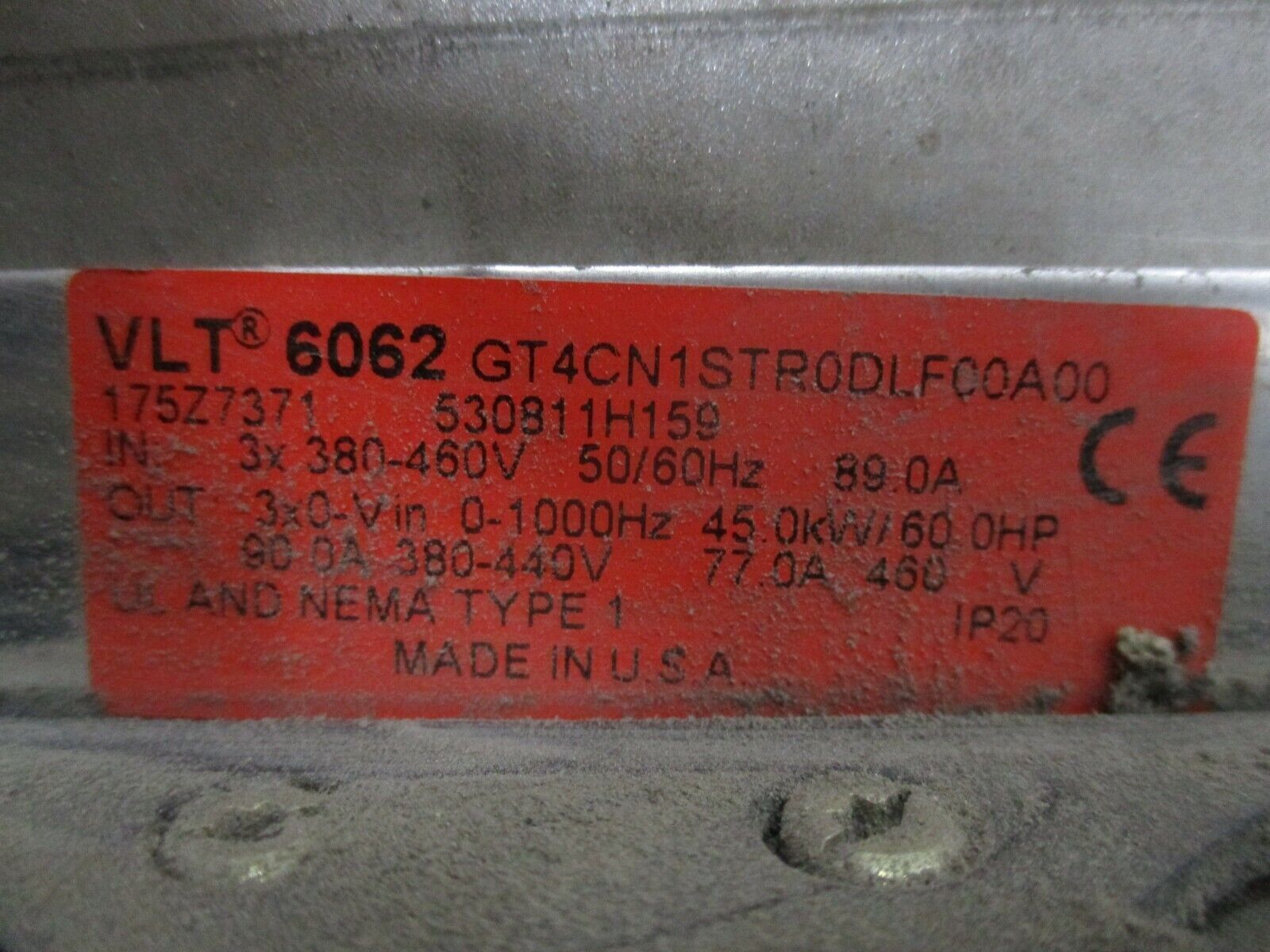 Graham VLT 6062 AC Drive 175Z7371 60HP 3Ph Input: 380-460V 50/60Hz 89A Used