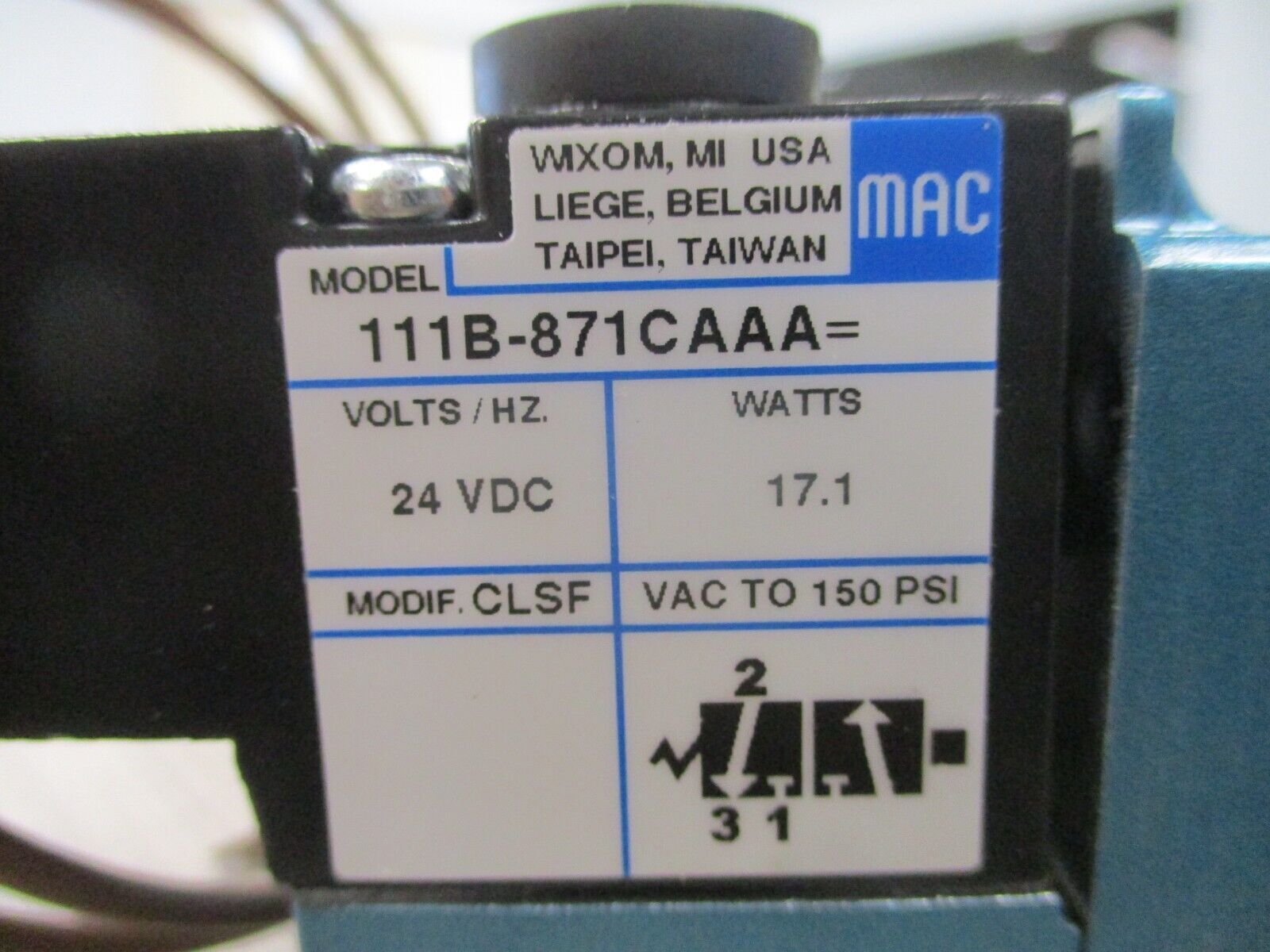 MAC Solenoid Valve 811C-PM-871CA-152 VAC-150 PSI *No Box* New Surplus