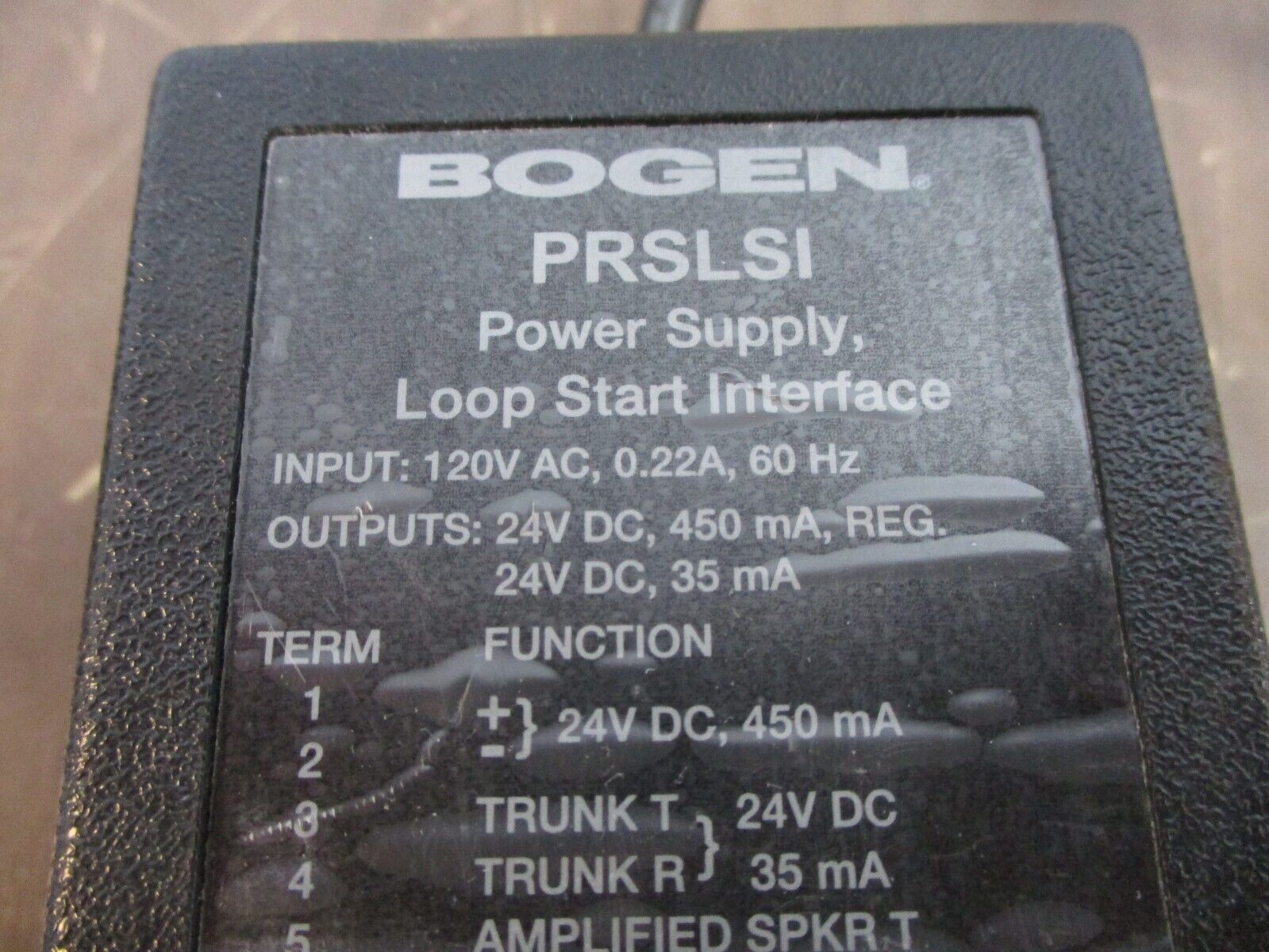 Bogen Power Supply PRSLSI Loop Start Interface Input: 120VAC 0.22A 60Hz Used