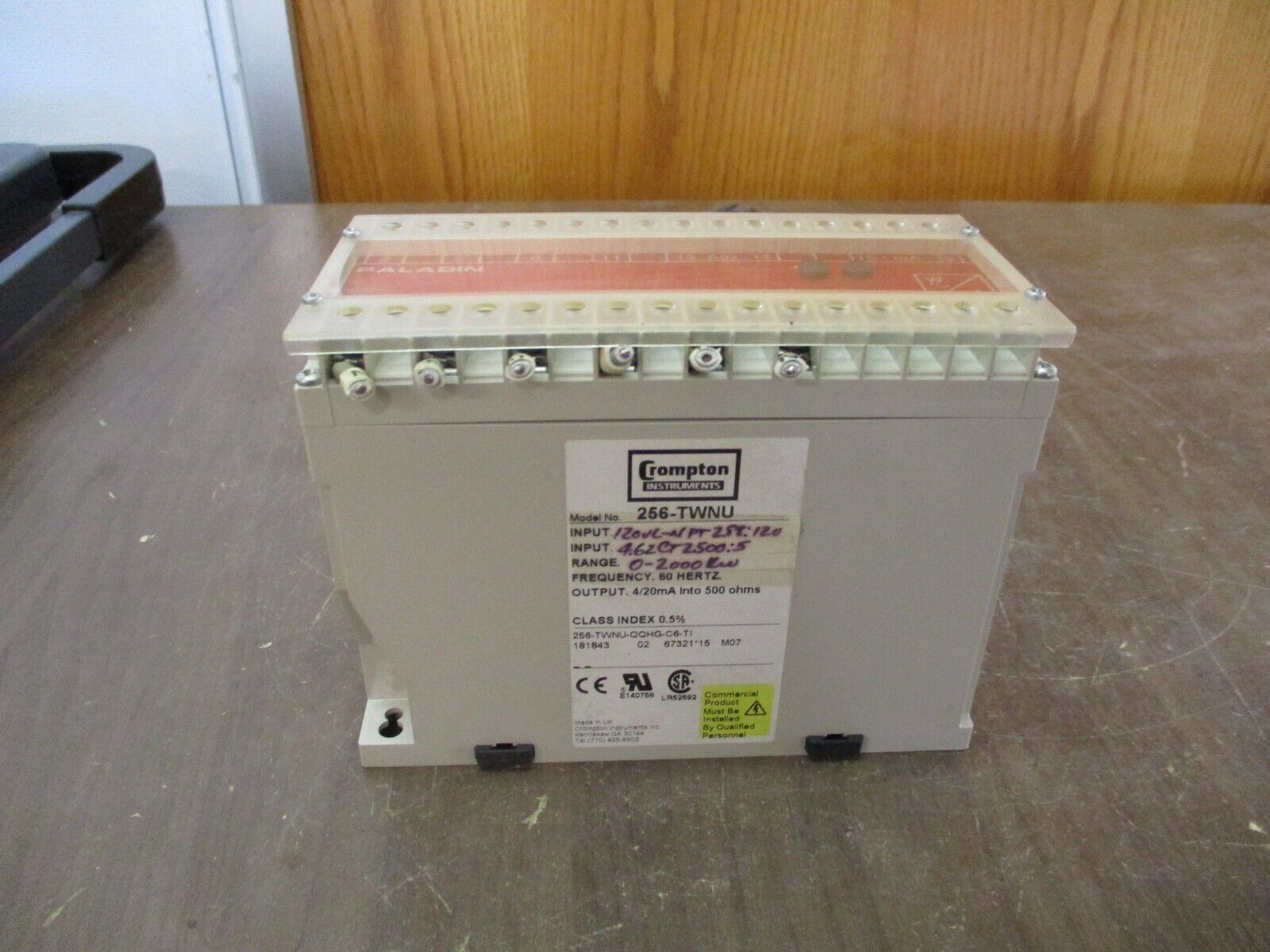 Crompton Paladin Transducer 256-TWNU-QQHG-C6-TI 120V PT: 288:120 CT: 2500:5 Used