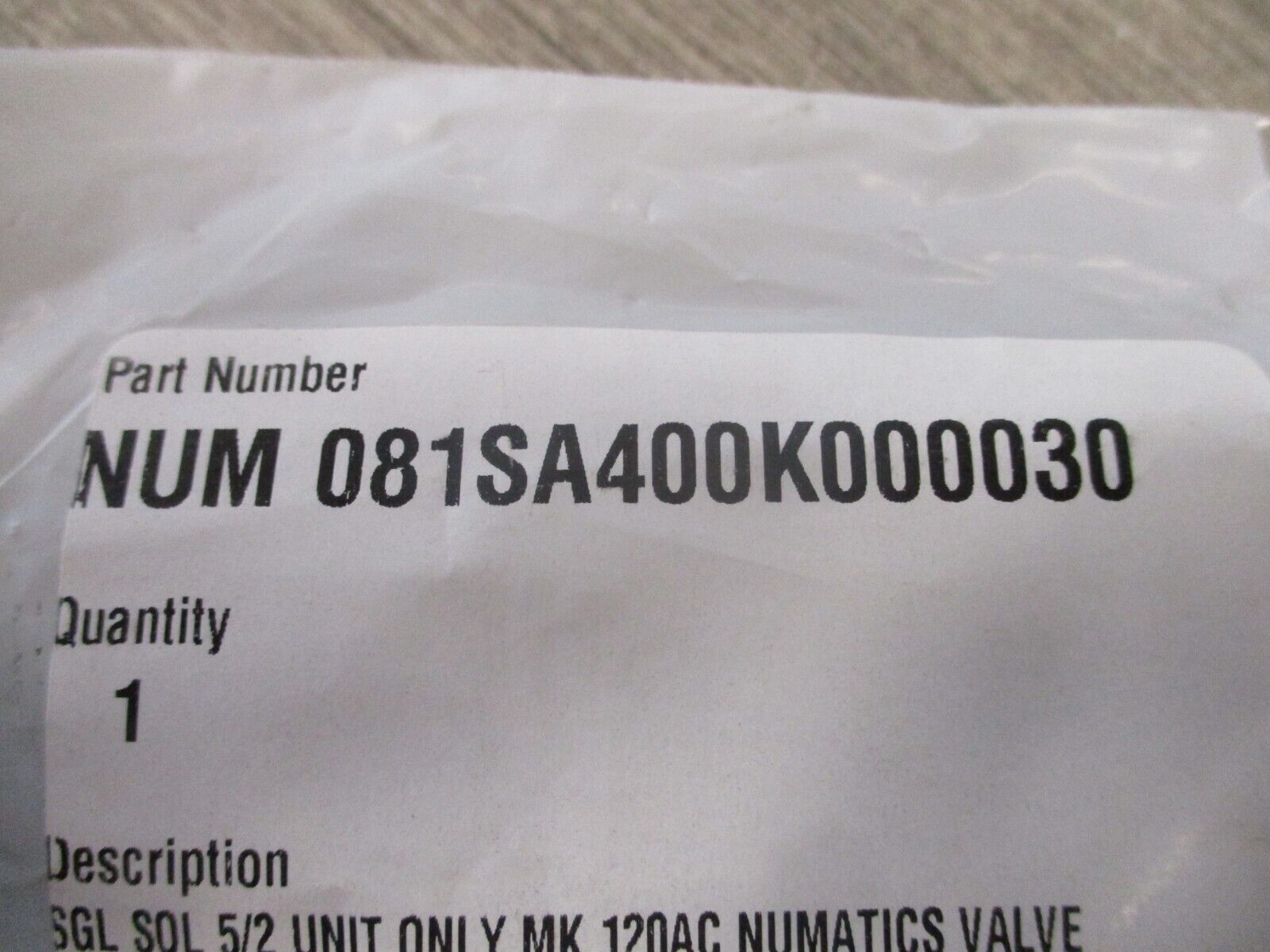 Numatics Solenoid Valve 0815A400K000030 110-120V 50-60Hz *No Box* New Surplus