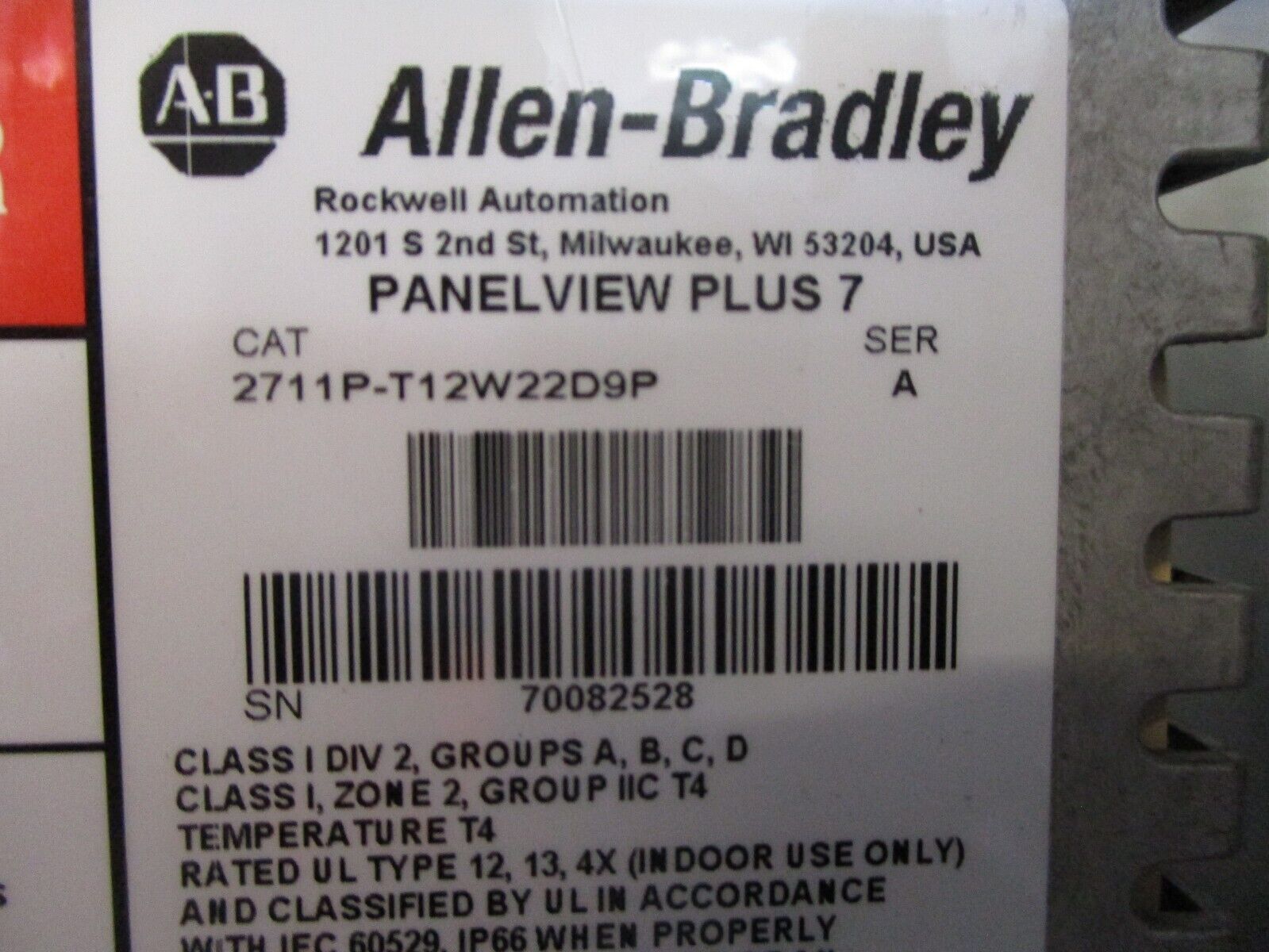 Allen-Bradley Enclosed Panelview Plus 7 2711P-T12W22D9P Ser. A *No Box*