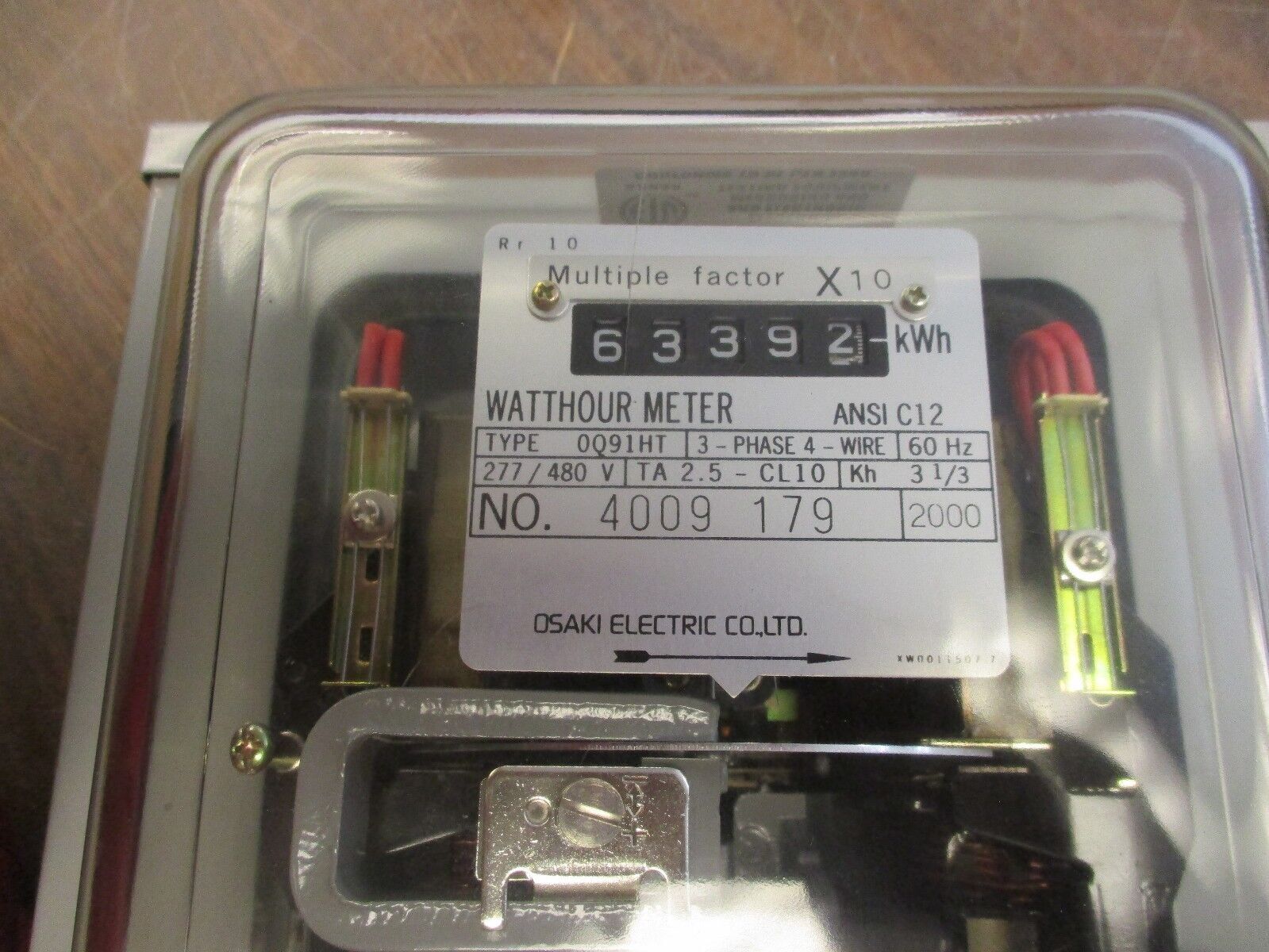 Osaki Watthour Meter 0Q91HT 277/480V 3Ph 4W 60Hz Used