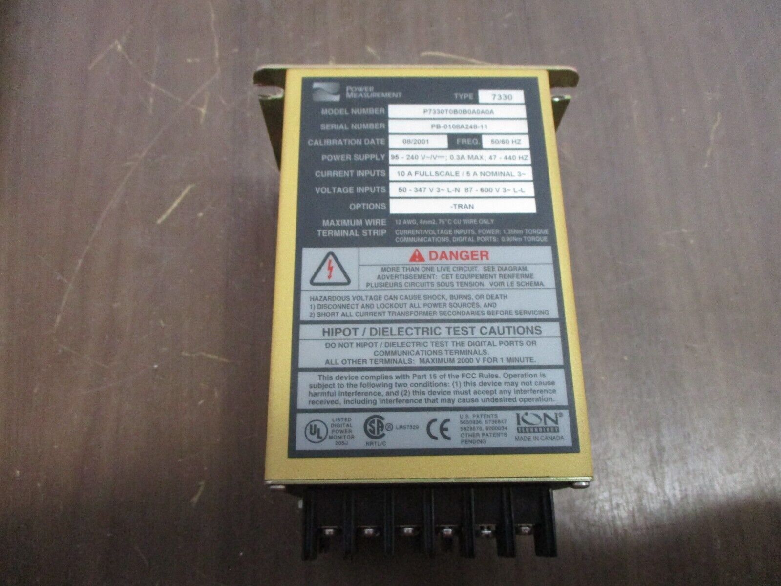 Power Measurement Ion Power Meter P7330T0B0B0A0A0A 95-240V 0.3A Used