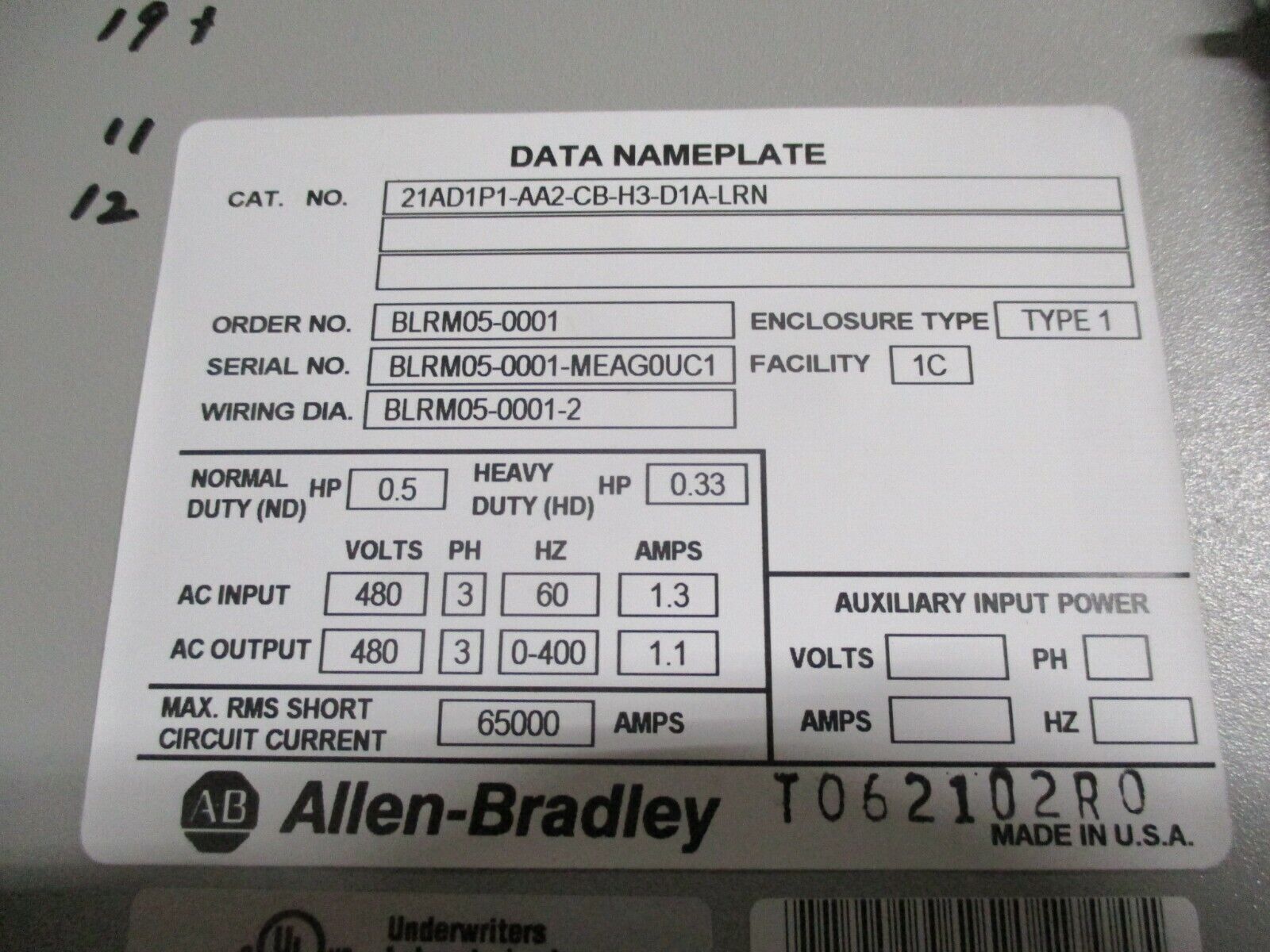 Allen-Bradley PowerFlex 70 AC Drive w/ Bypass & Disconnect 0.5HP 480V 3Ph Used