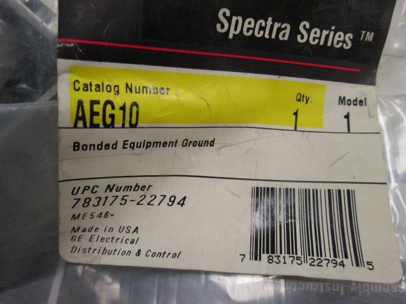 GE Spectra Series Bonded Equipment Ground AEG10 New Surplus
