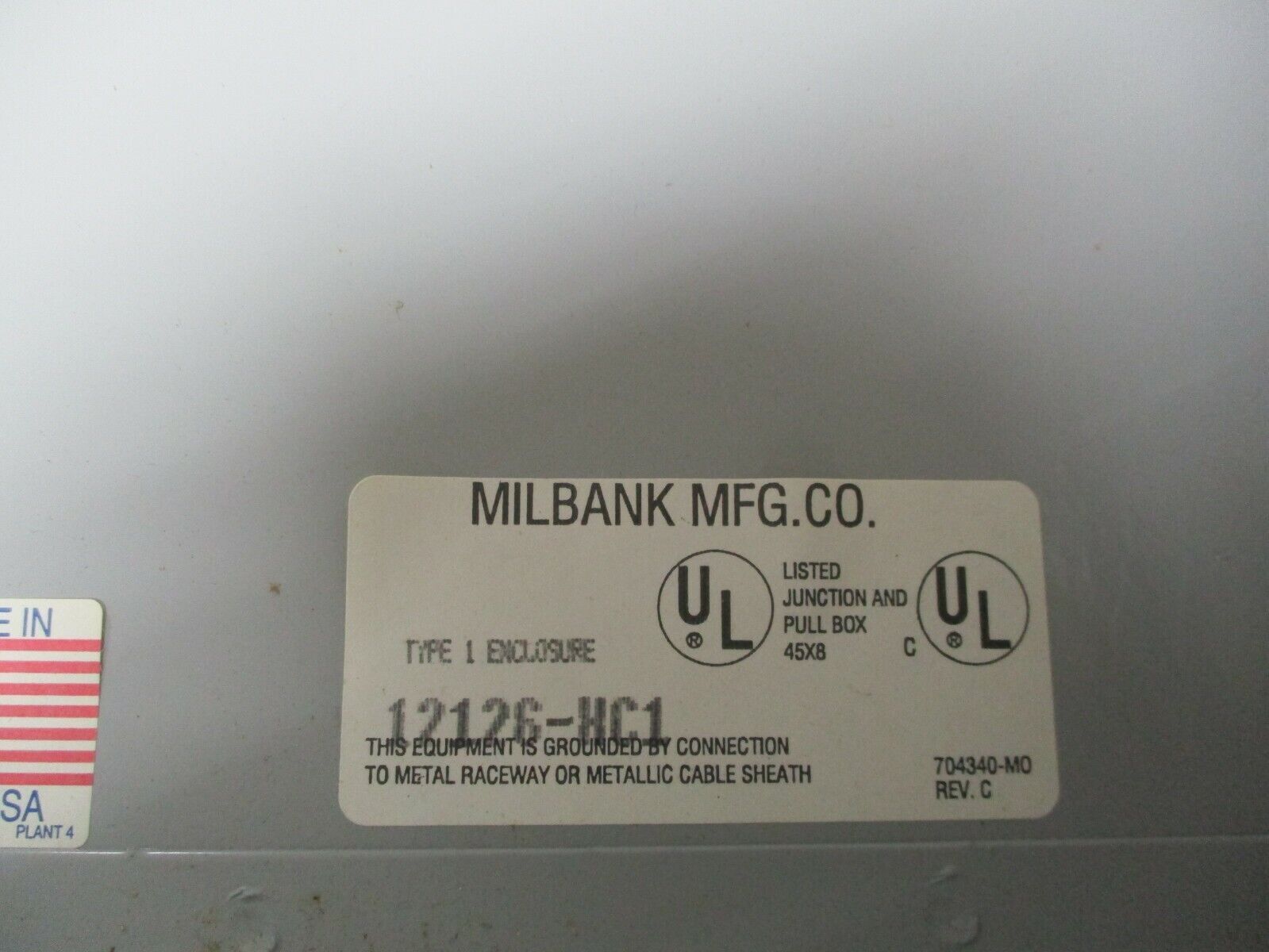 Milbank Type 1 Enclosure 12126-HC1 Size: 12x12x6" *No Box* New Surplus