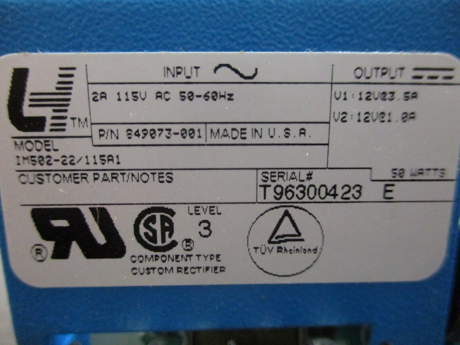 LH Power Supply IM502-22 / 115A1 *No Box* New Surplus