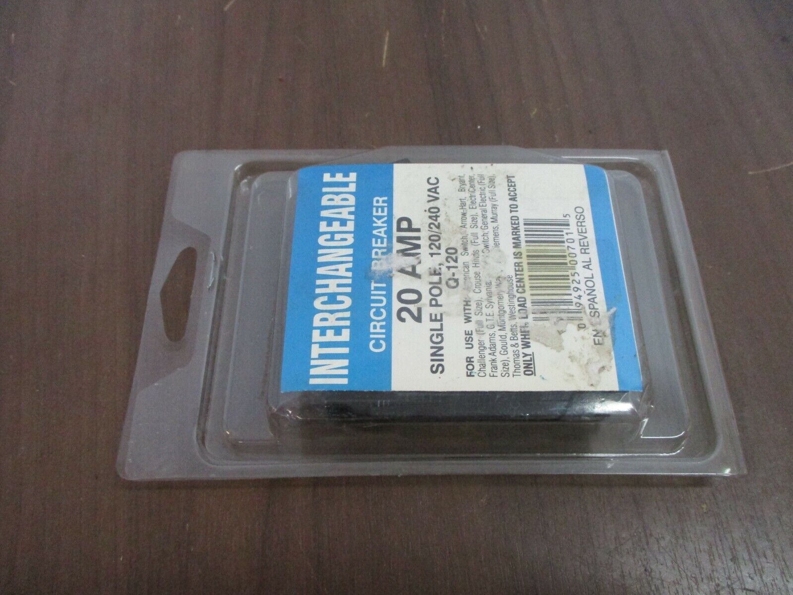 Thomas & Betts Circuit Breaker Q-120 20A 120/240V 1P New Surplus