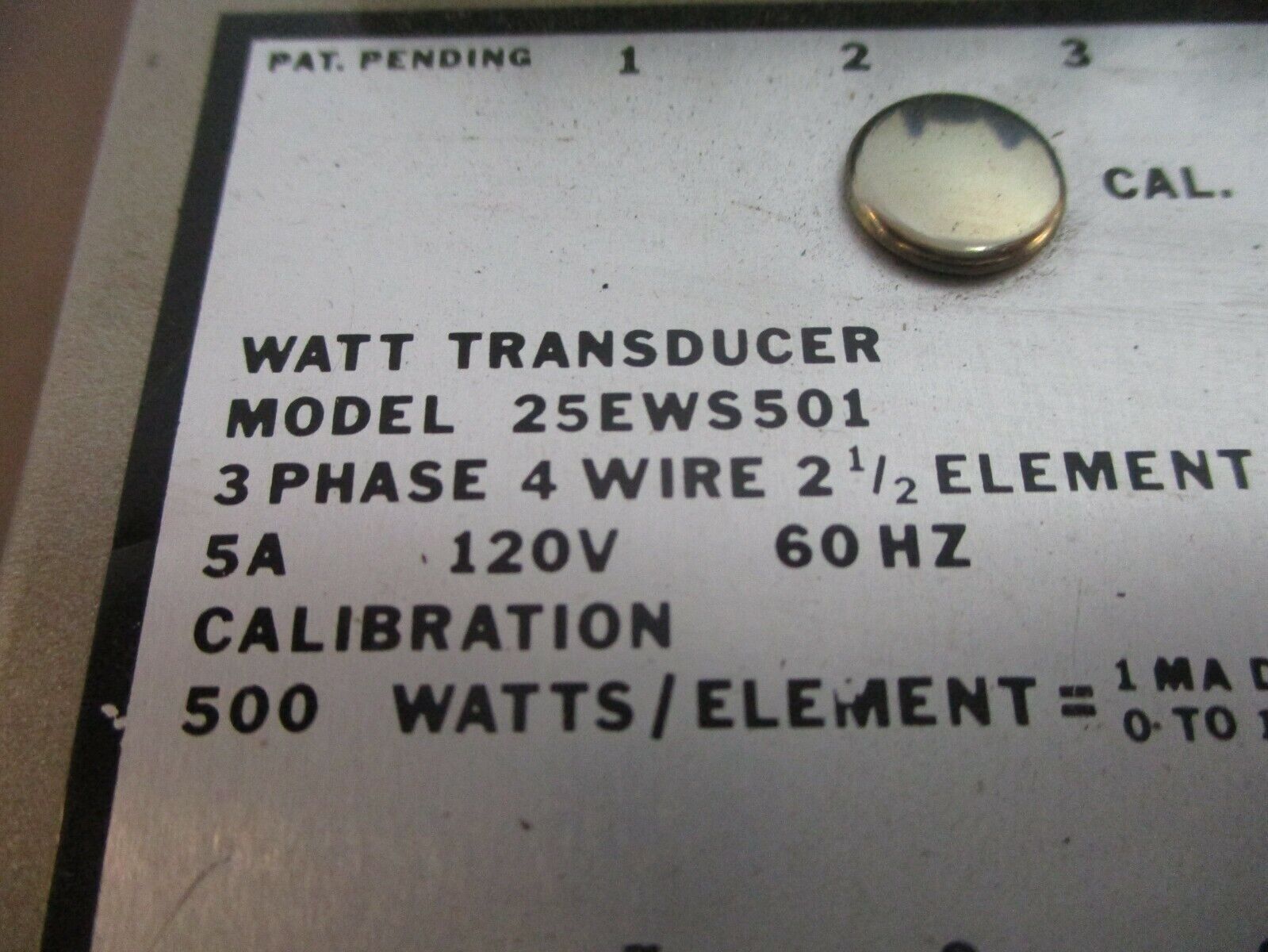 TransData Watt Transducer 25EWS501 3Ph 4W 2.5 Element SA 120V 60Hz Used