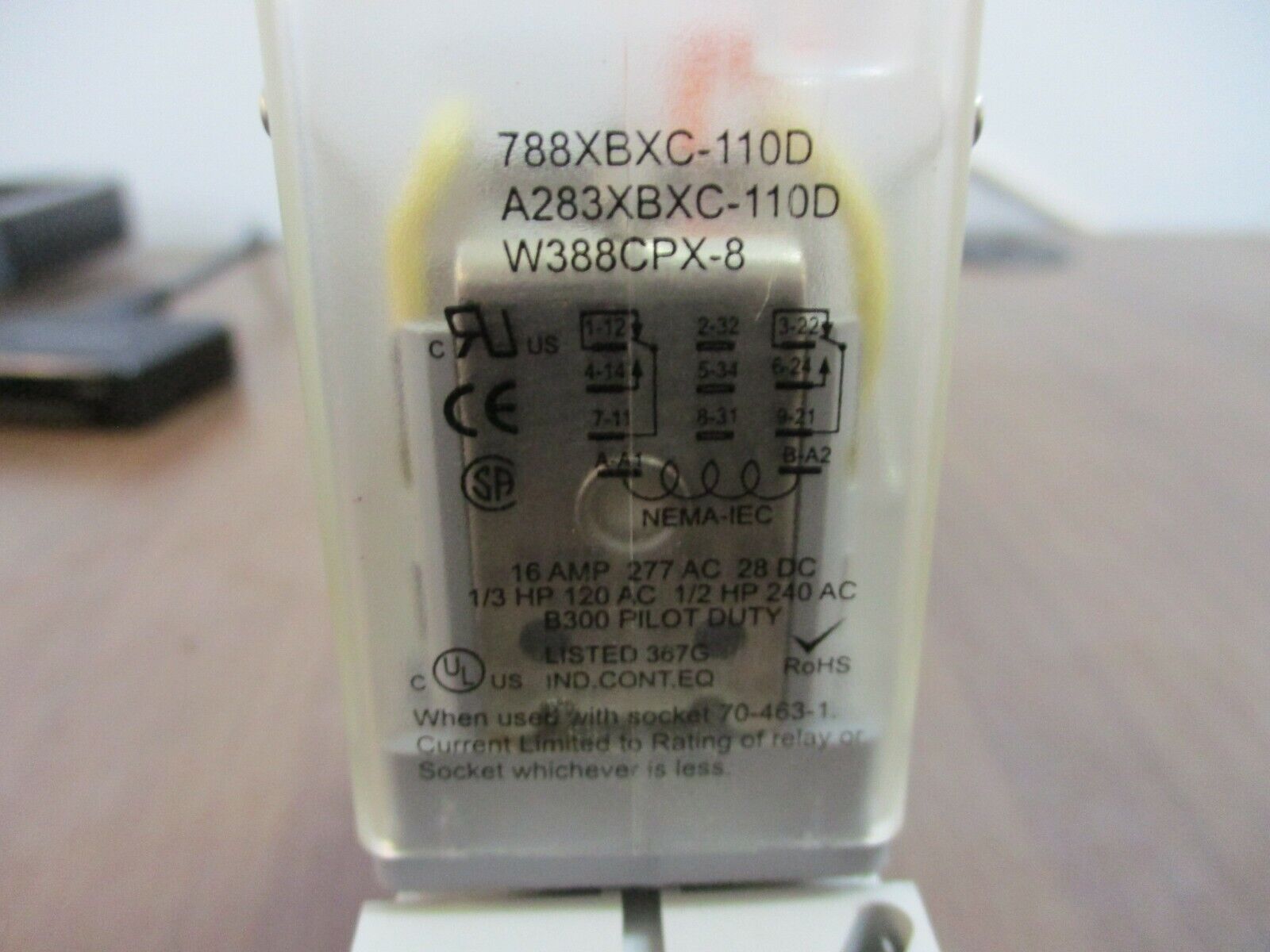 Magnecraft Relay w/Base 788XBXC-110D 110/125 VDC Coil Base: 70-788EL11-1 Used