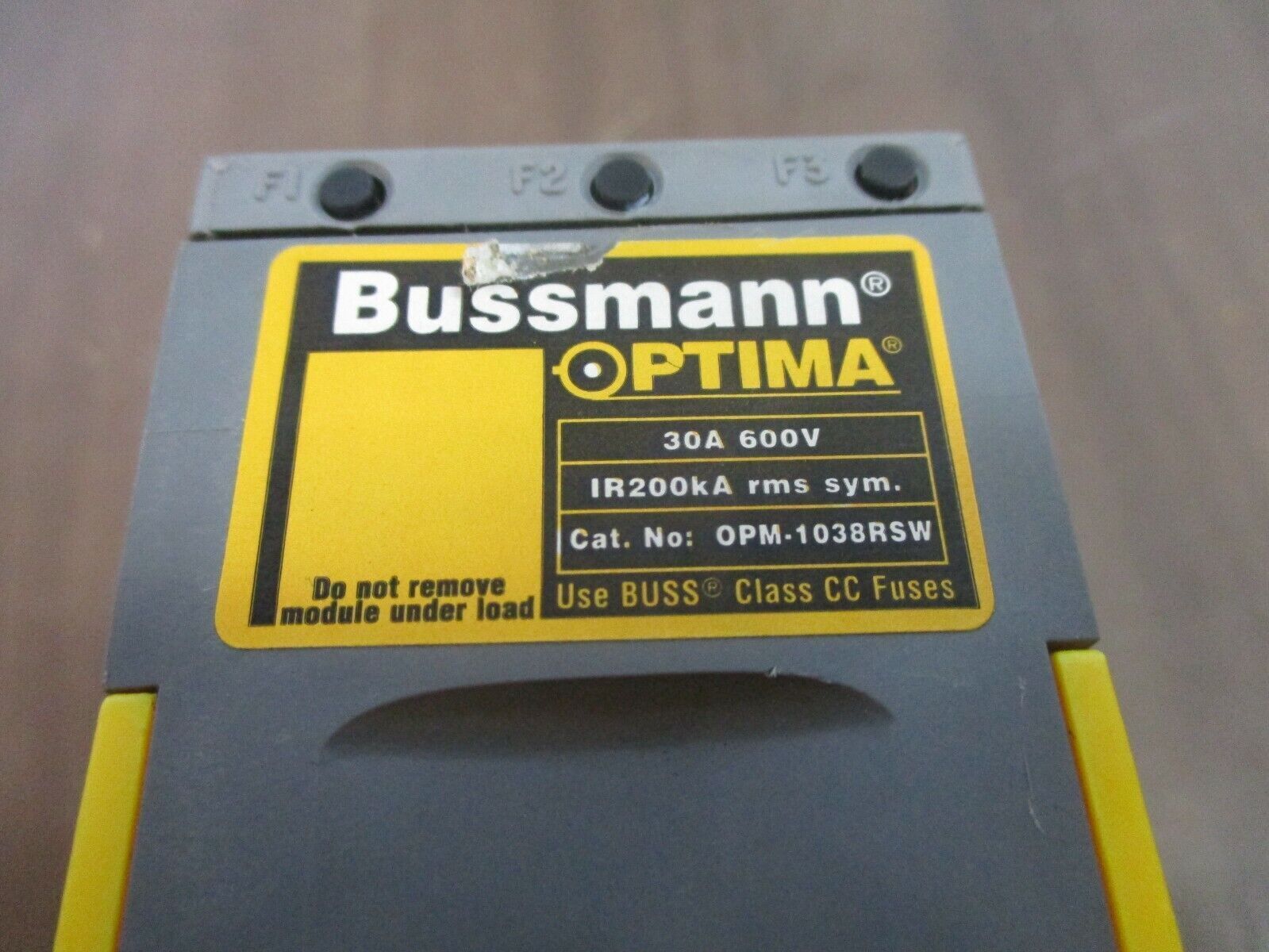 Bussman Optima Motor Protector OPM-1038RSW 30A 600V *Broken Plastic* Used