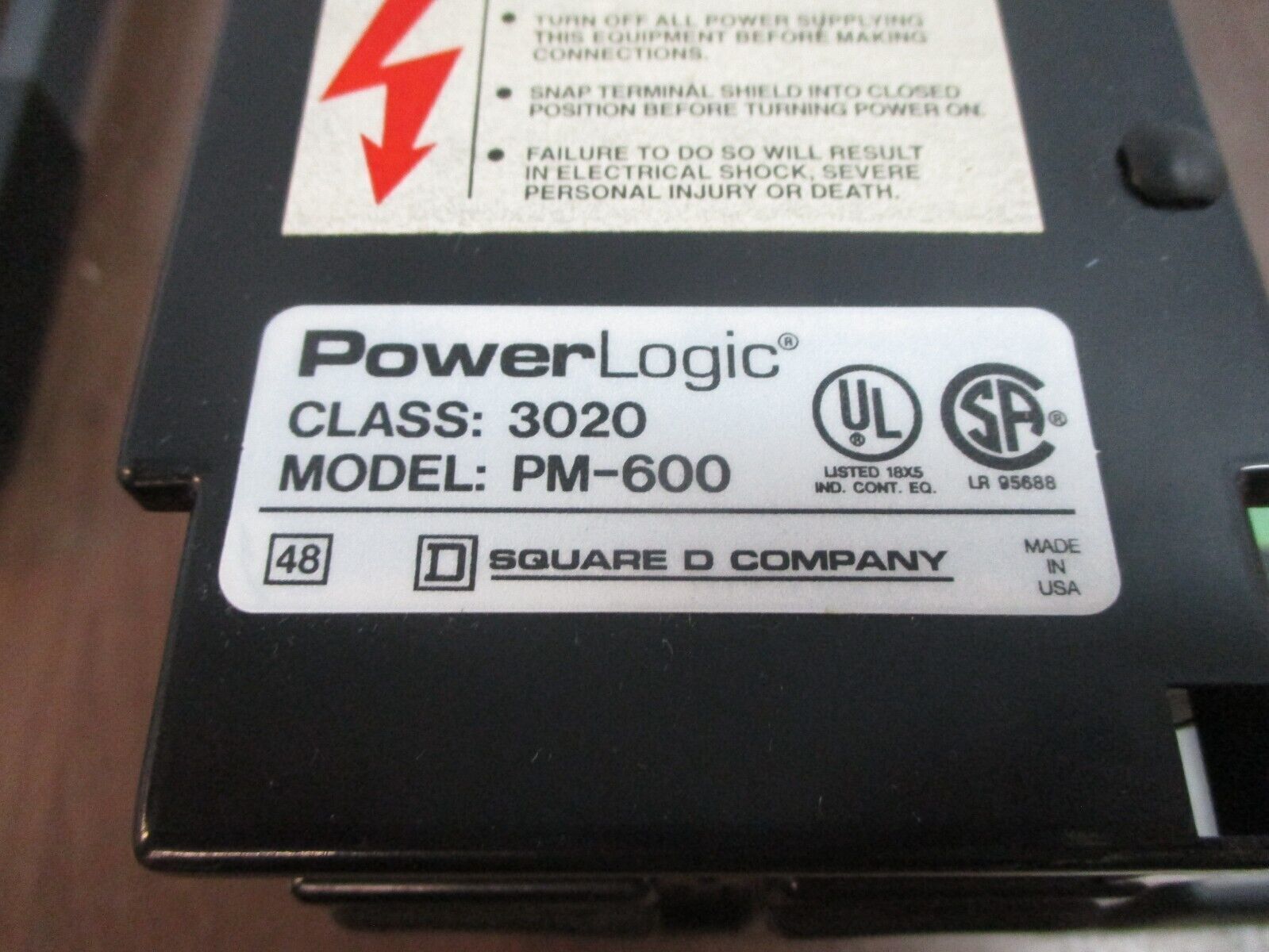 Square D PowerLogic Power Meter w/ Display 3020/PM-600 / 3020 PMD-32 Used