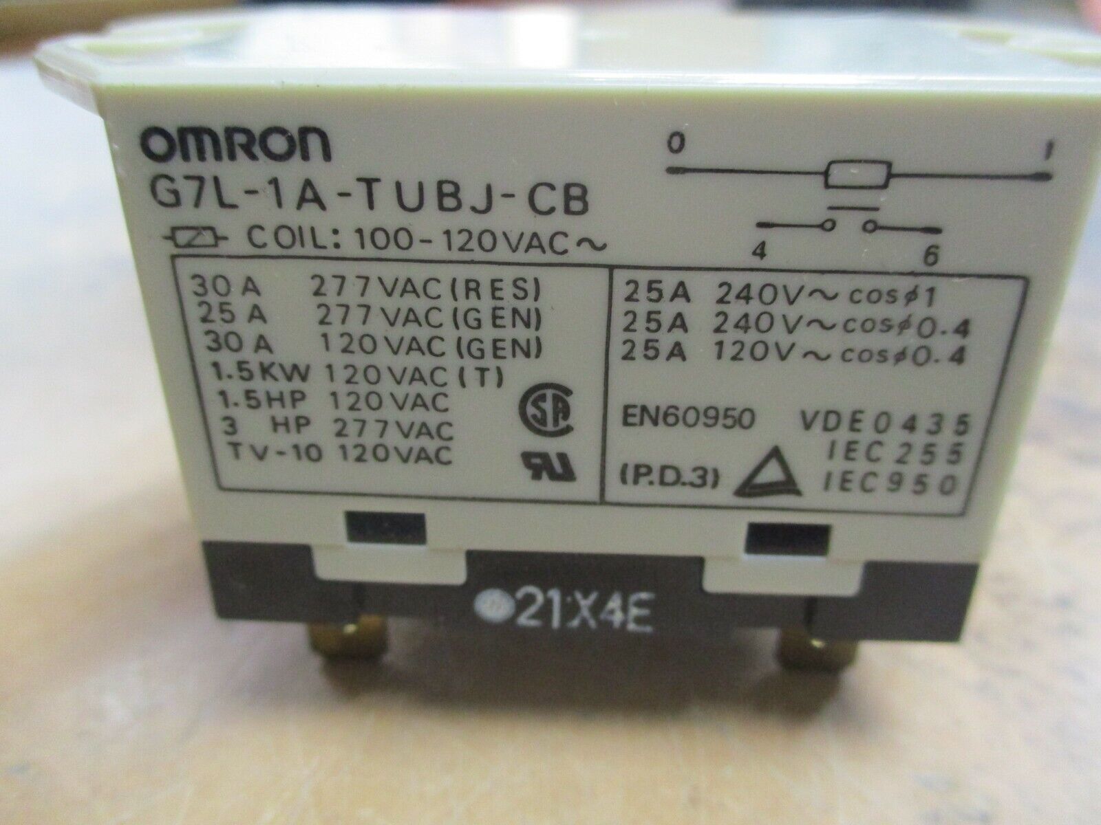 Omron Relay G7L-1A-TUBJ-CB 100-120VAC Coil *Lot of 2* Used