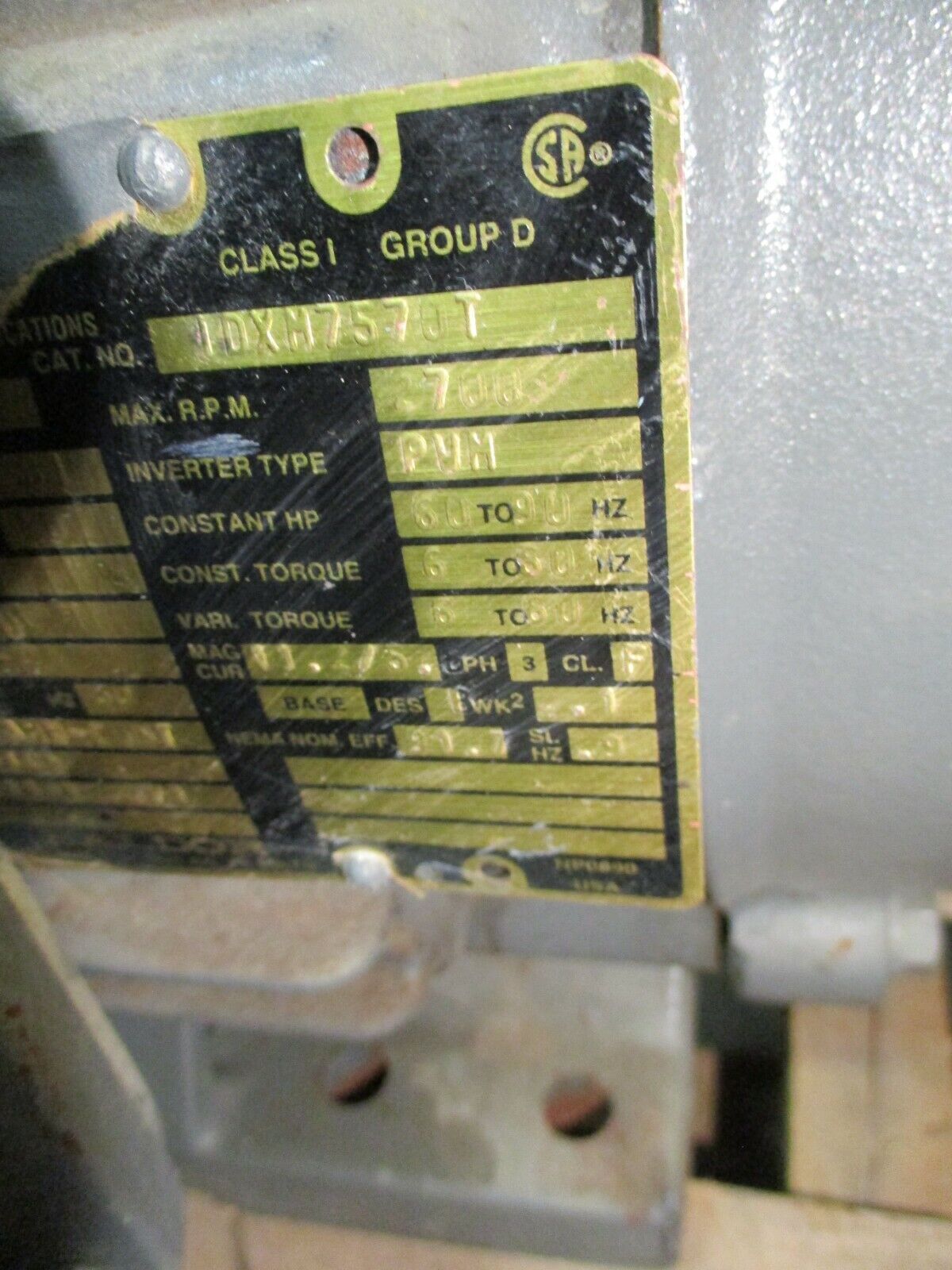 Baldor/Textron Gearmotor IDXM7570T/M082012.BANL1----D 10HP Ratio 12:1 Used