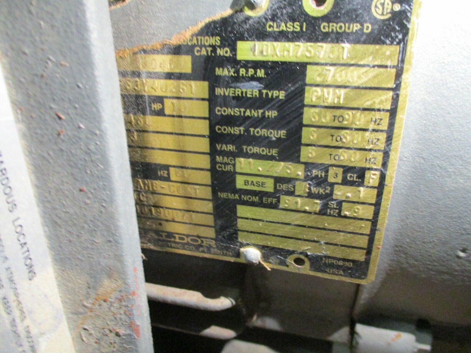Baldor/Textron Gearmotor IDXM7570T/M082012.BANL1----D 10HP Ratio 12:1 Used