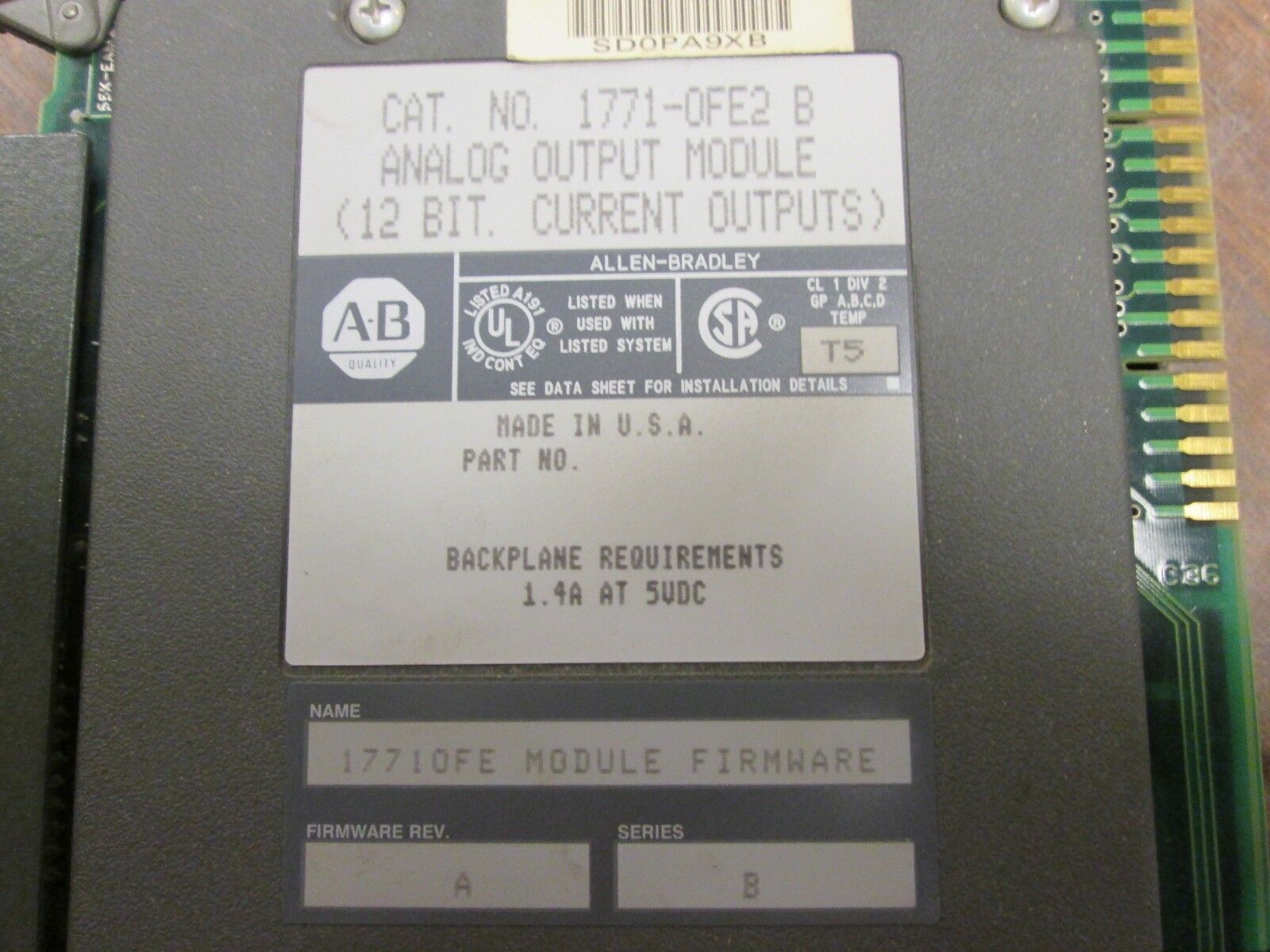 Allen-Bradley Analog Output Module 1771-OFE2B Used